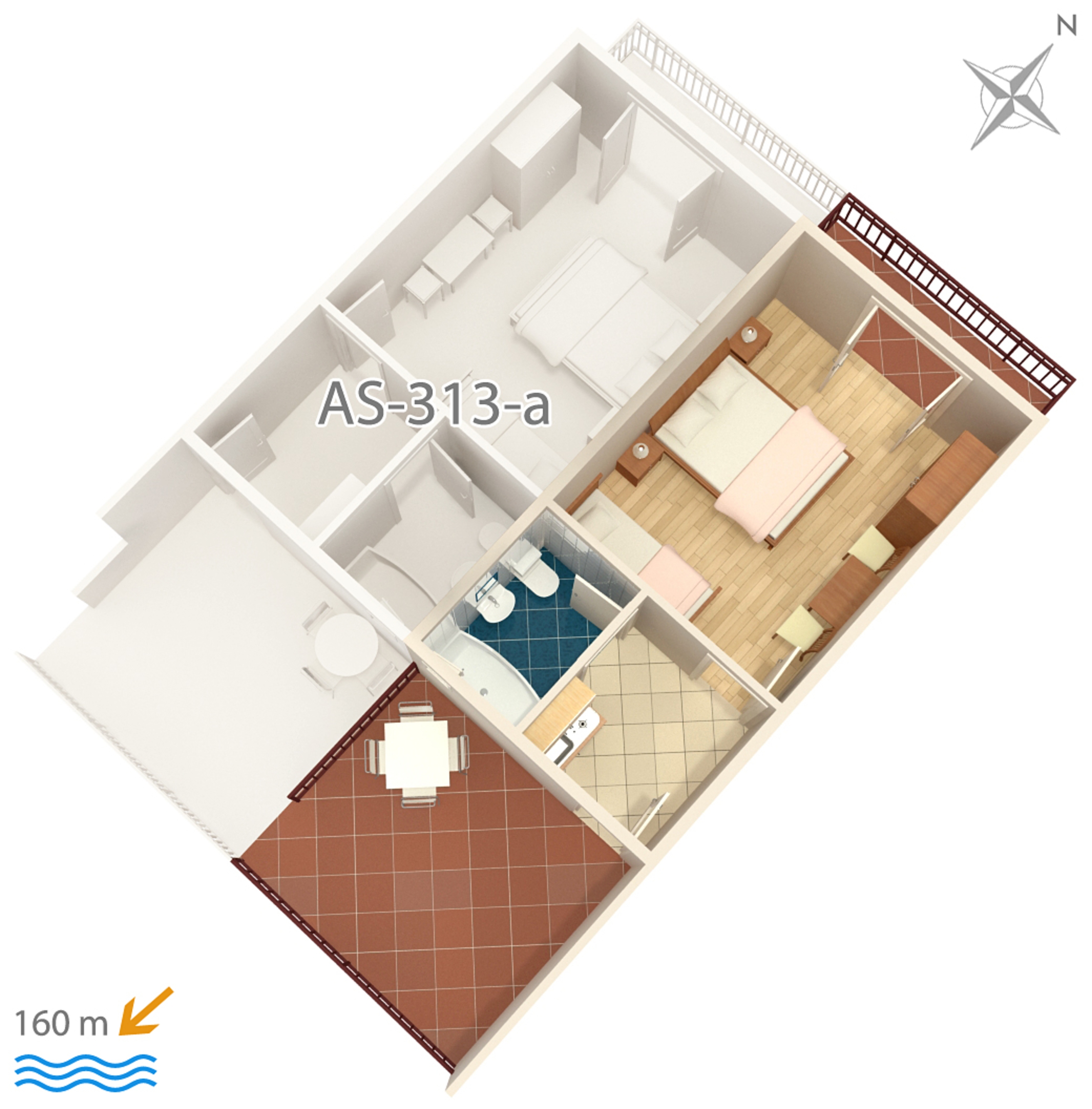 Studio flat with terrace and sea view Podaca, Makarska  AS-b