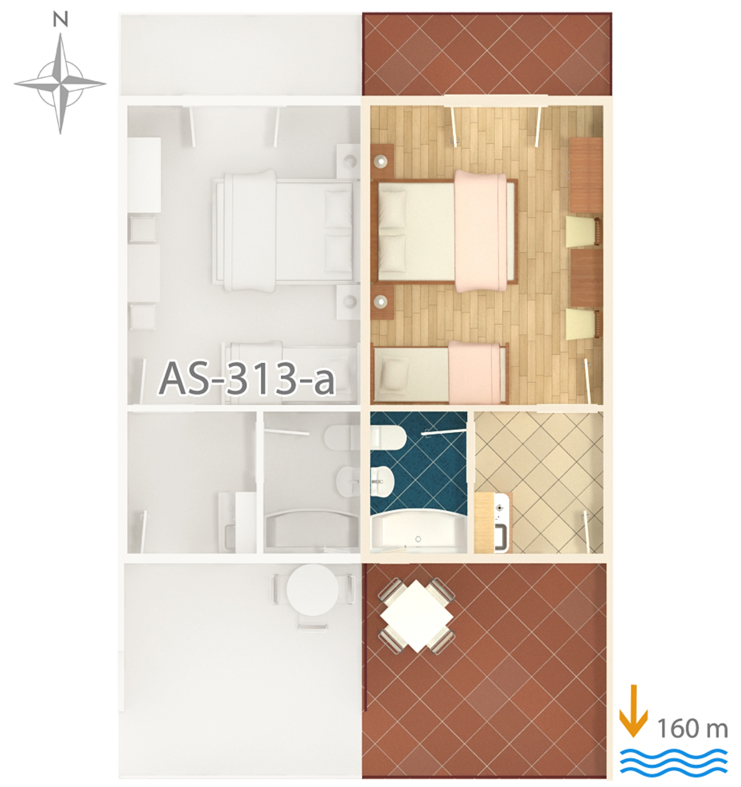 Studio flat with terrace and sea view Podaca, Makarska  AS-b