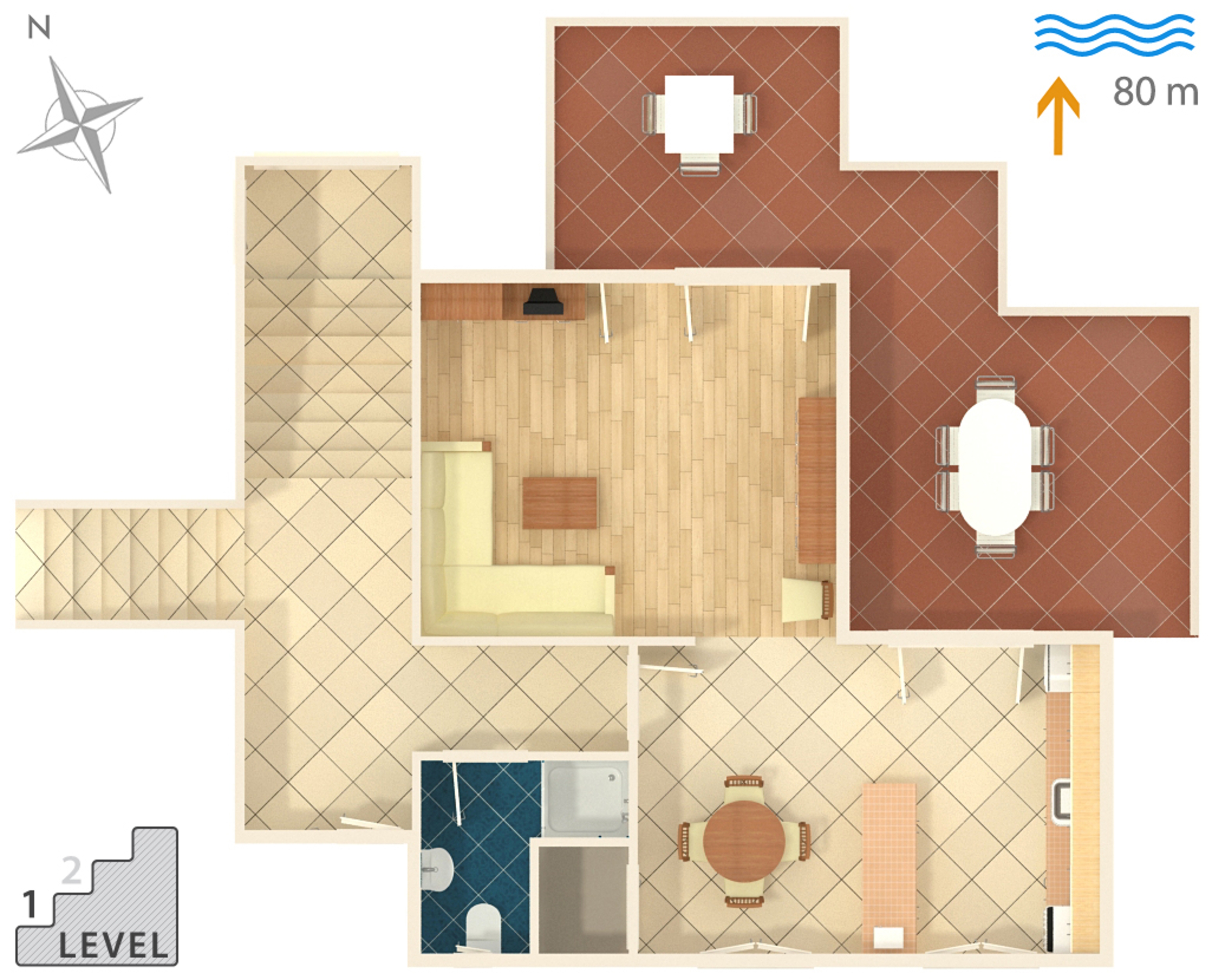 Three bedroom apartment with terrace Žrnovska Banja, Korčula  A-a