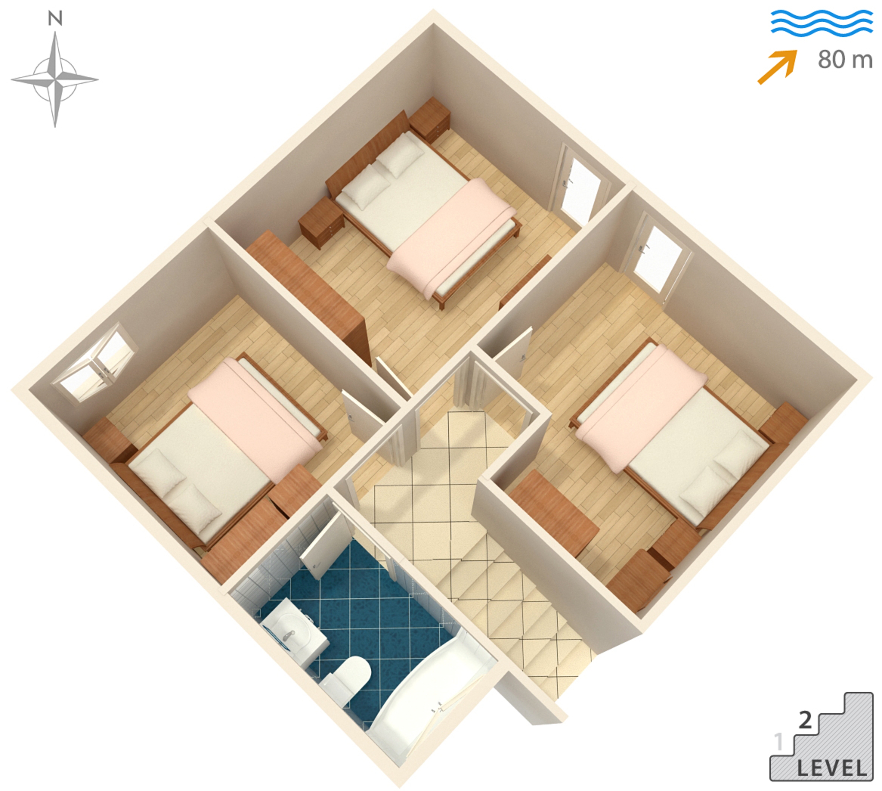 Three bedroom apartment with terrace Žrnovska Banja, Korčula  A-a