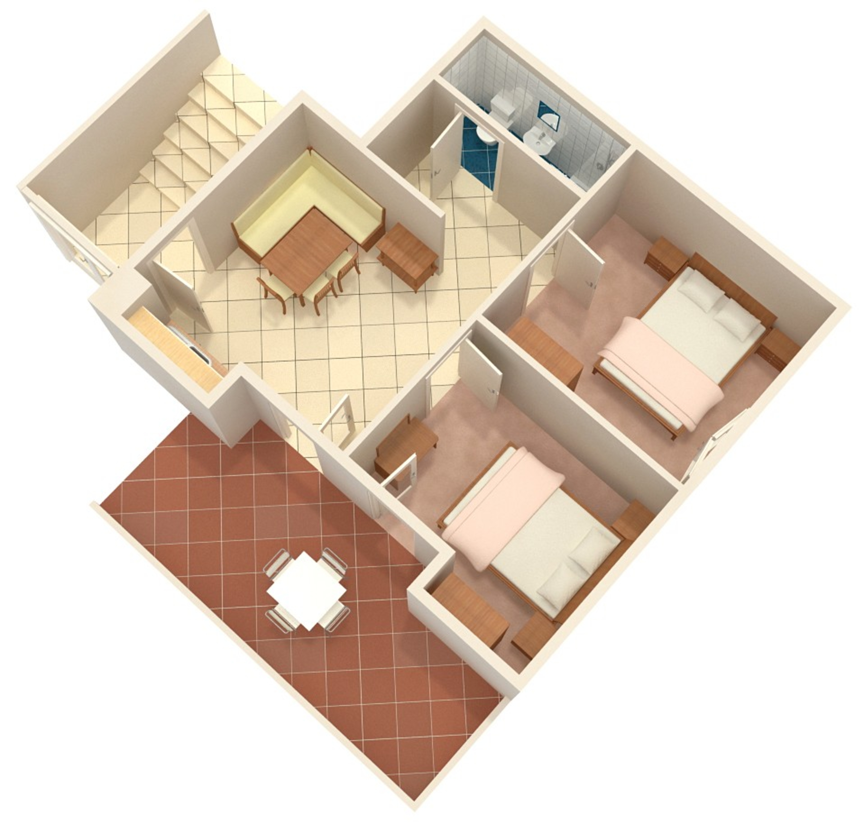 Two bedroom apartment with terrace Žrnovska Banja, Korčula  A-b