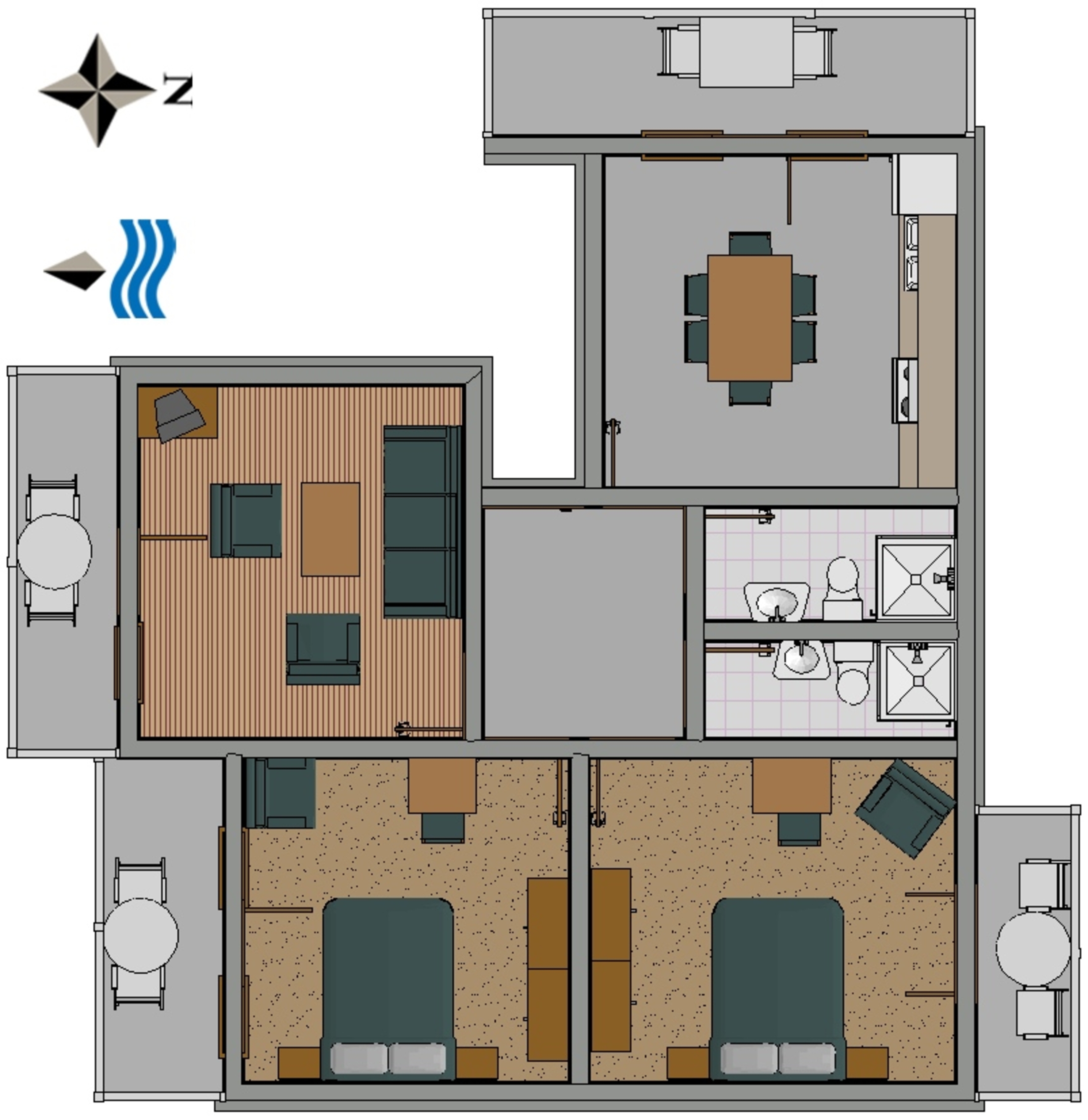 Two bedroom apartment with balcony and sea view Podgora, Makarska  A-c