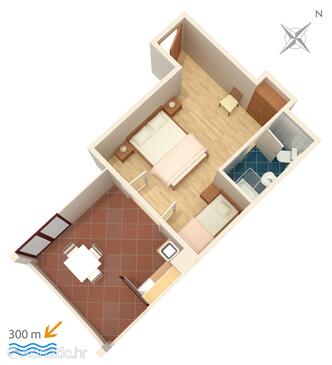 Plan Mlini, Plan in the studio-apartment, WIFI.