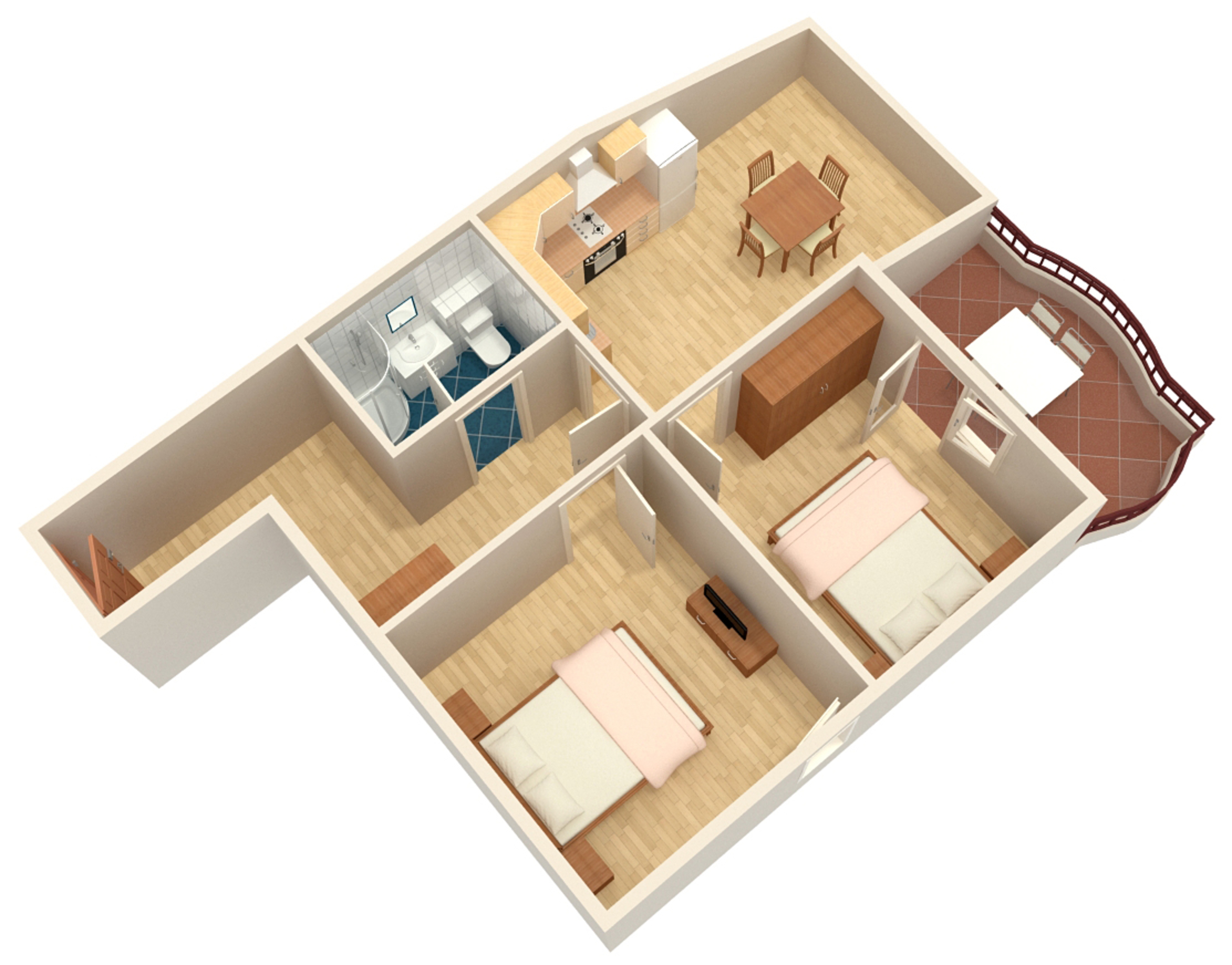 Two bedroom apartment with balcony and sea view Tučepi, Makarska  A-c