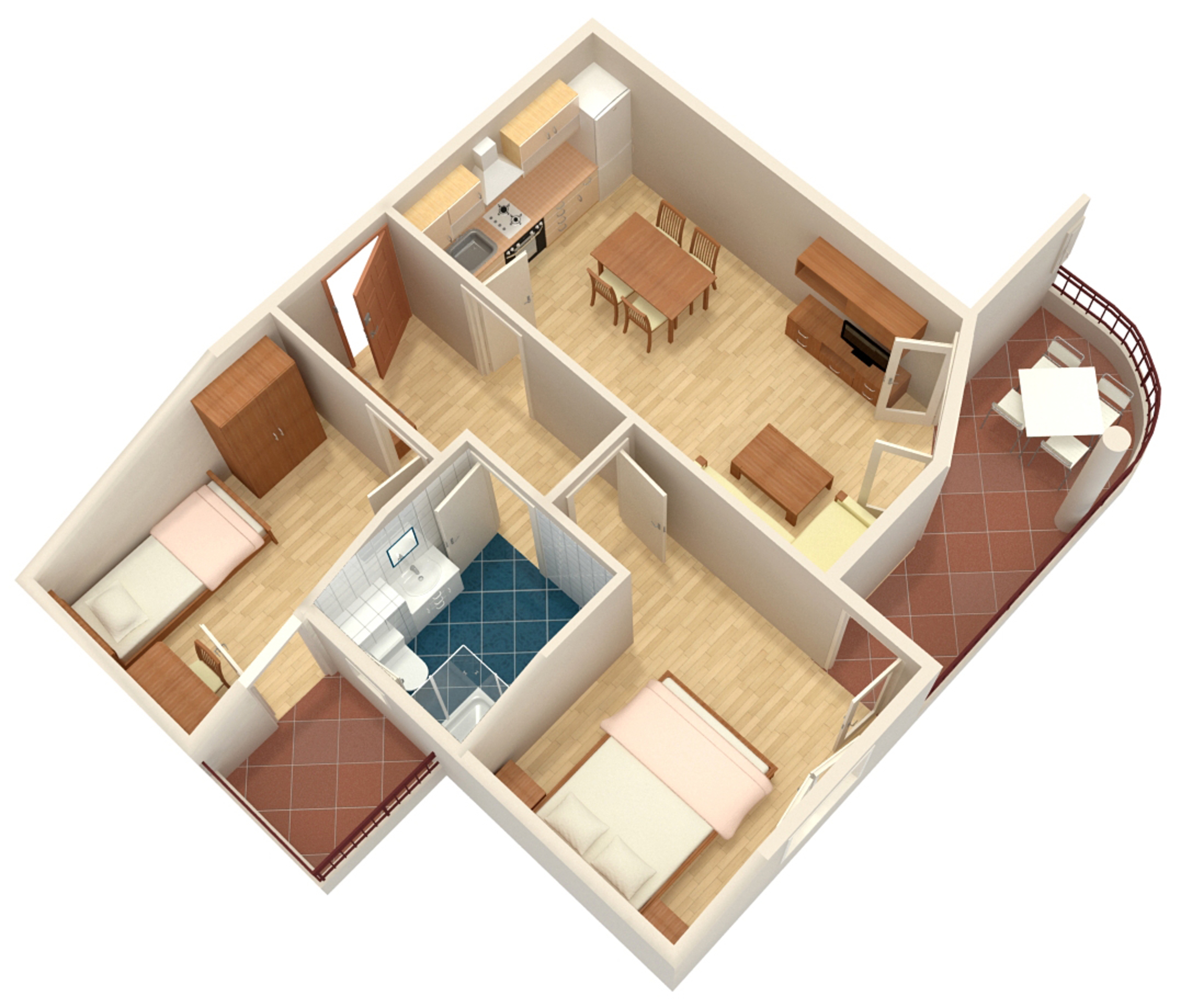 Two bedroom apartment with balcony and sea view Tučepi, Makarska  A-d