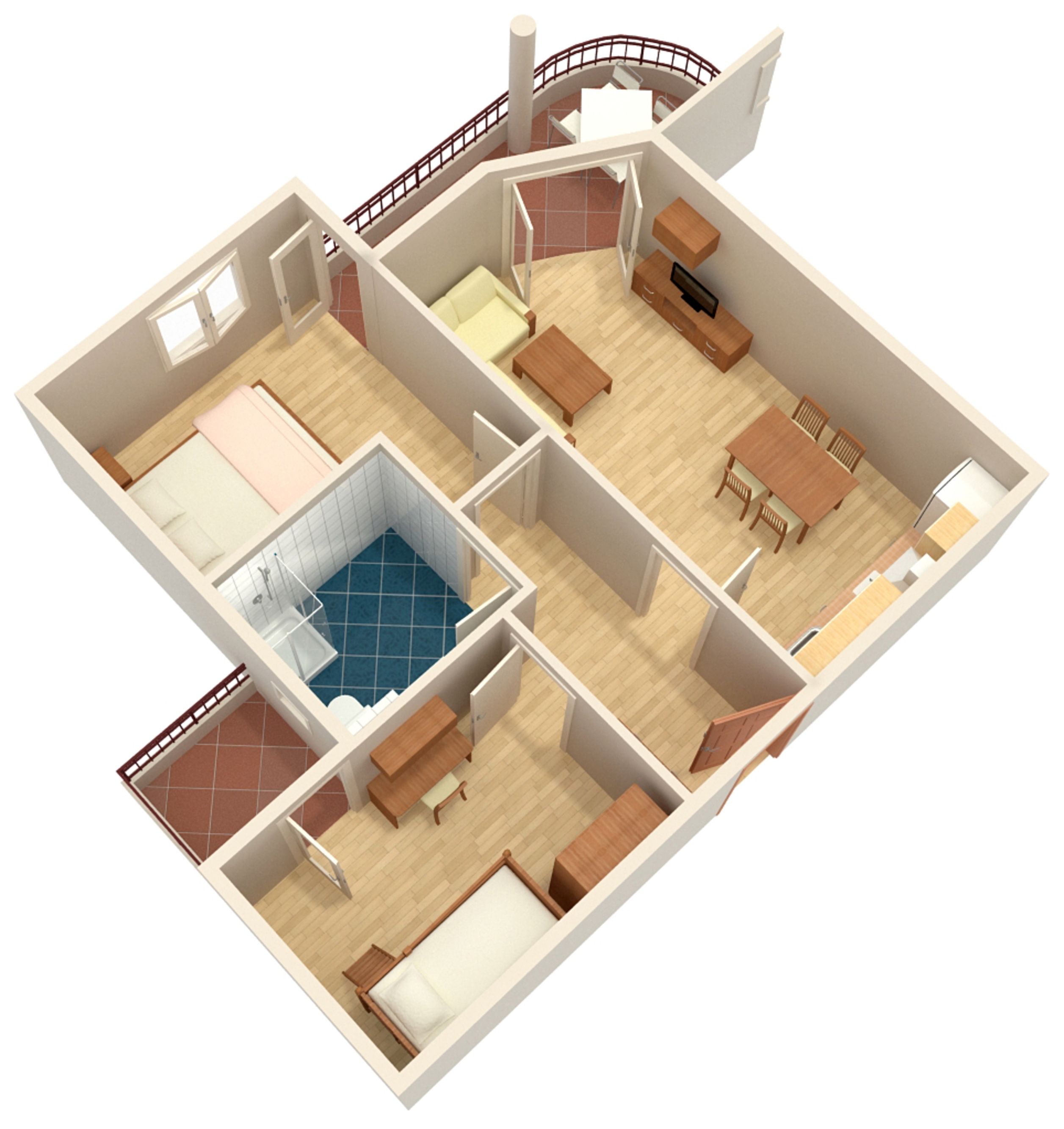 Two bedroom apartment with balcony and sea view Tučepi, Makarska  A-e