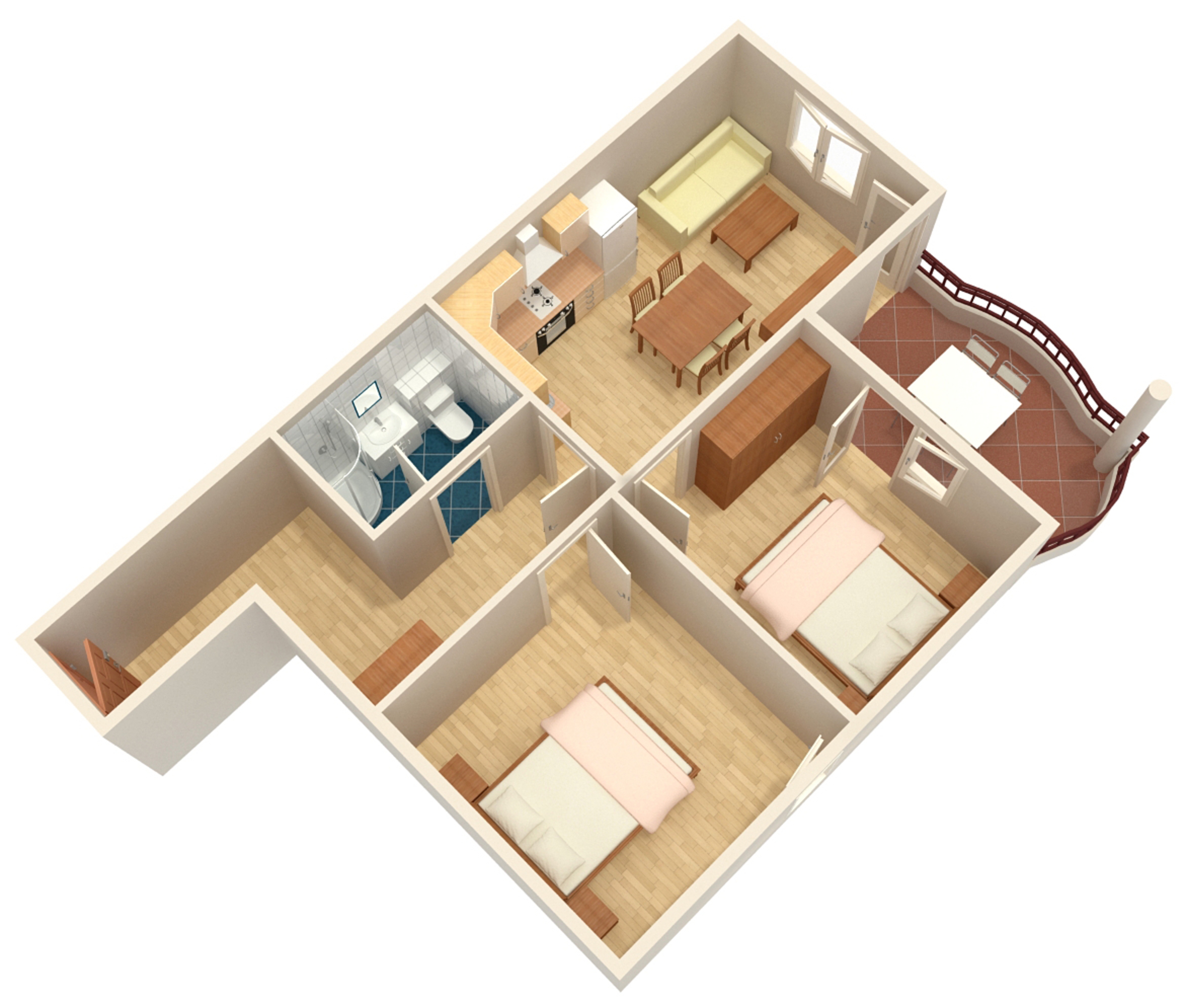Two bedroom apartment with balcony and sea view Tučepi, Makarska  A-g