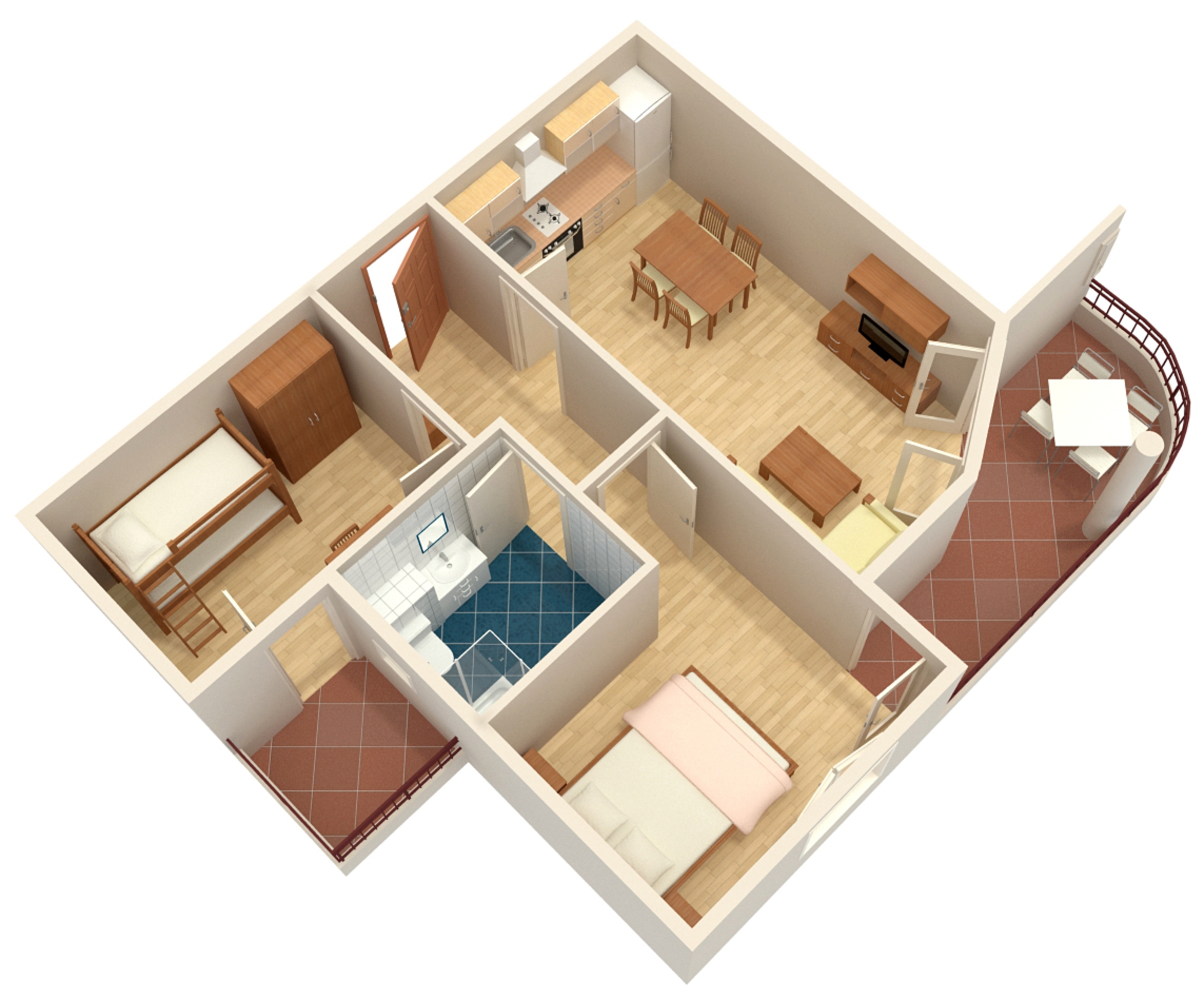 Two bedroom apartment with balcony and sea view Tučepi, Makarska  A-h