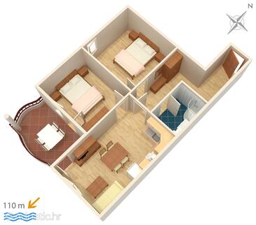 Plan Tučepi, Plan in the apartment, WIFI.