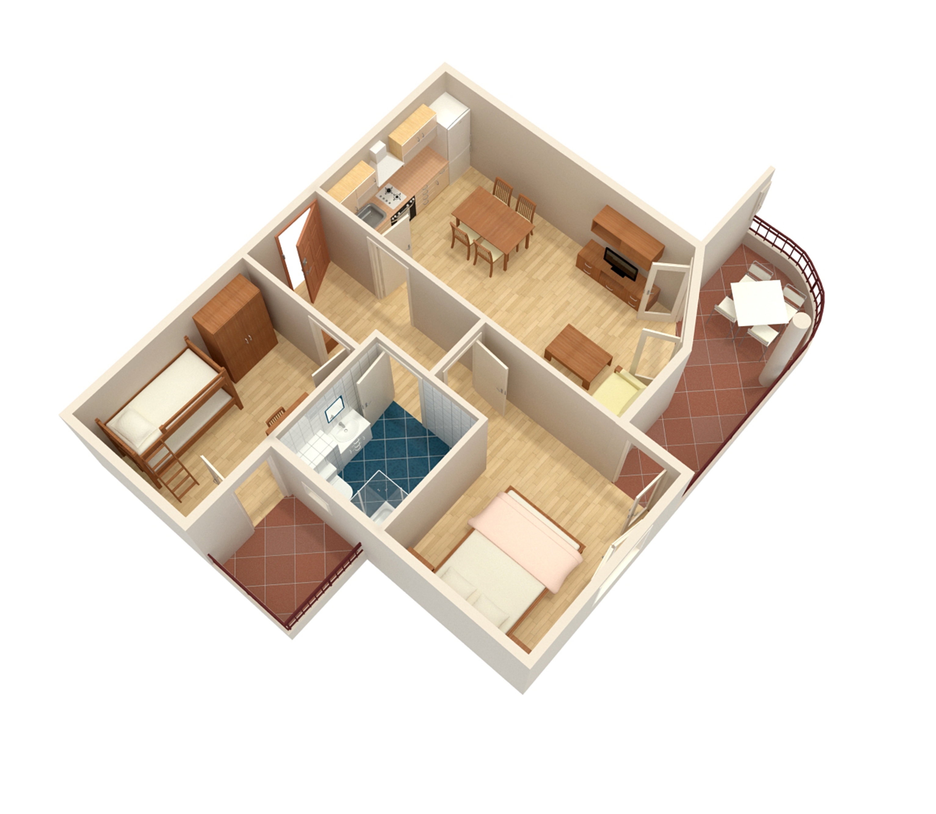 Two bedroom apartment with balcony and sea view Tučepi, Makarska  A-l