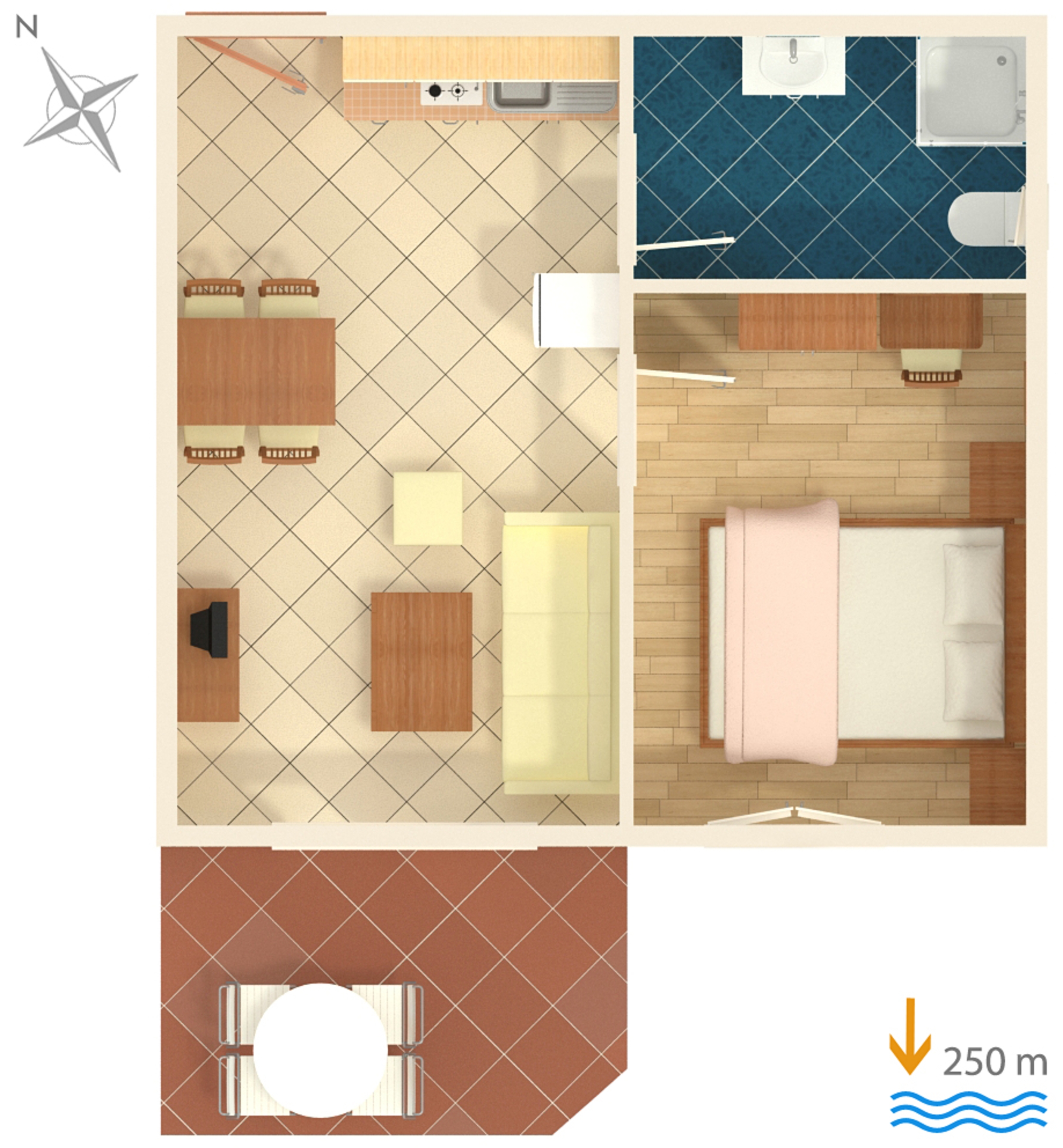 One bedroom apartment with terrace Palit, Rab  A-a