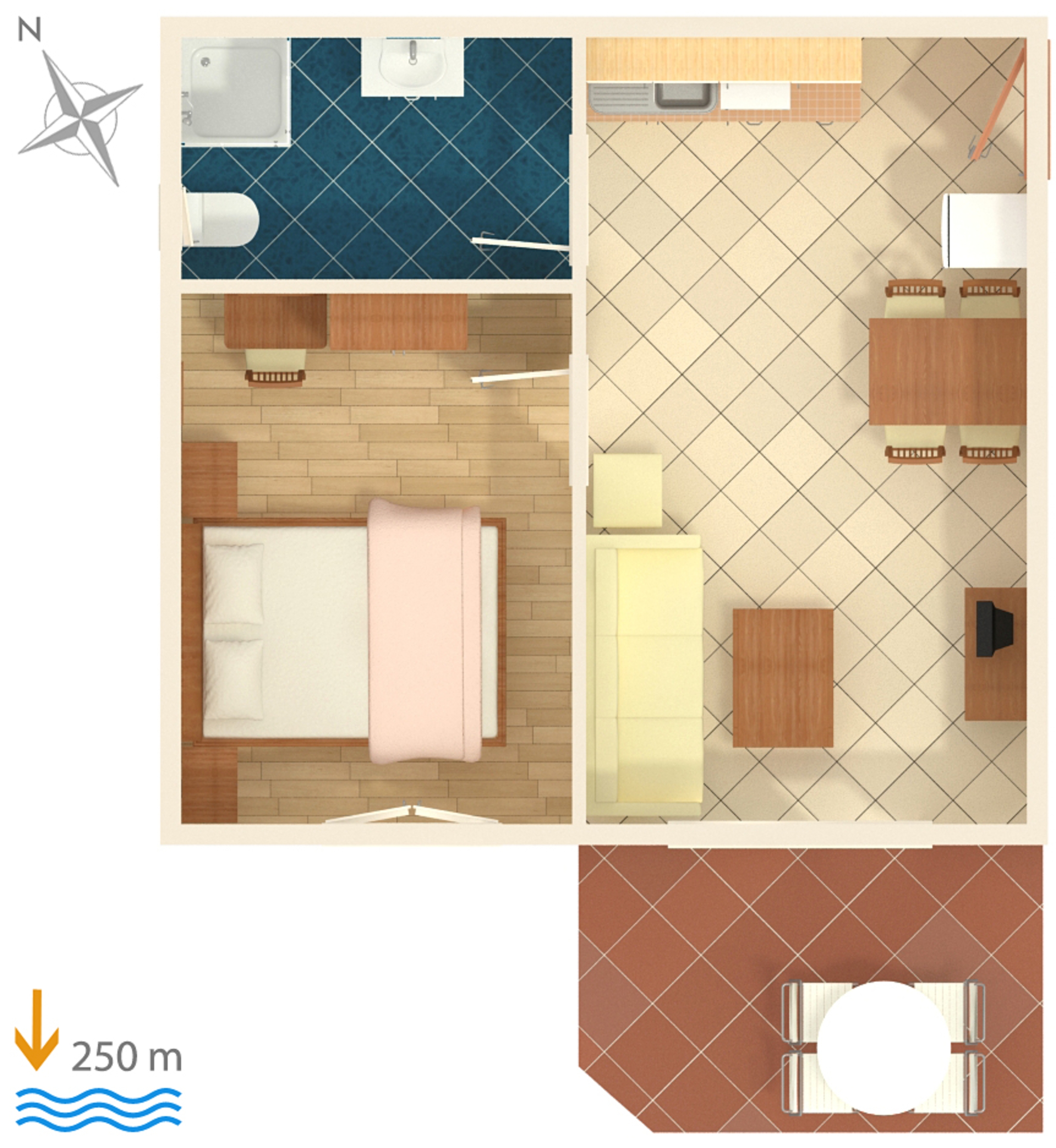 One bedroom apartment with terrace Palit, Rab  A-b