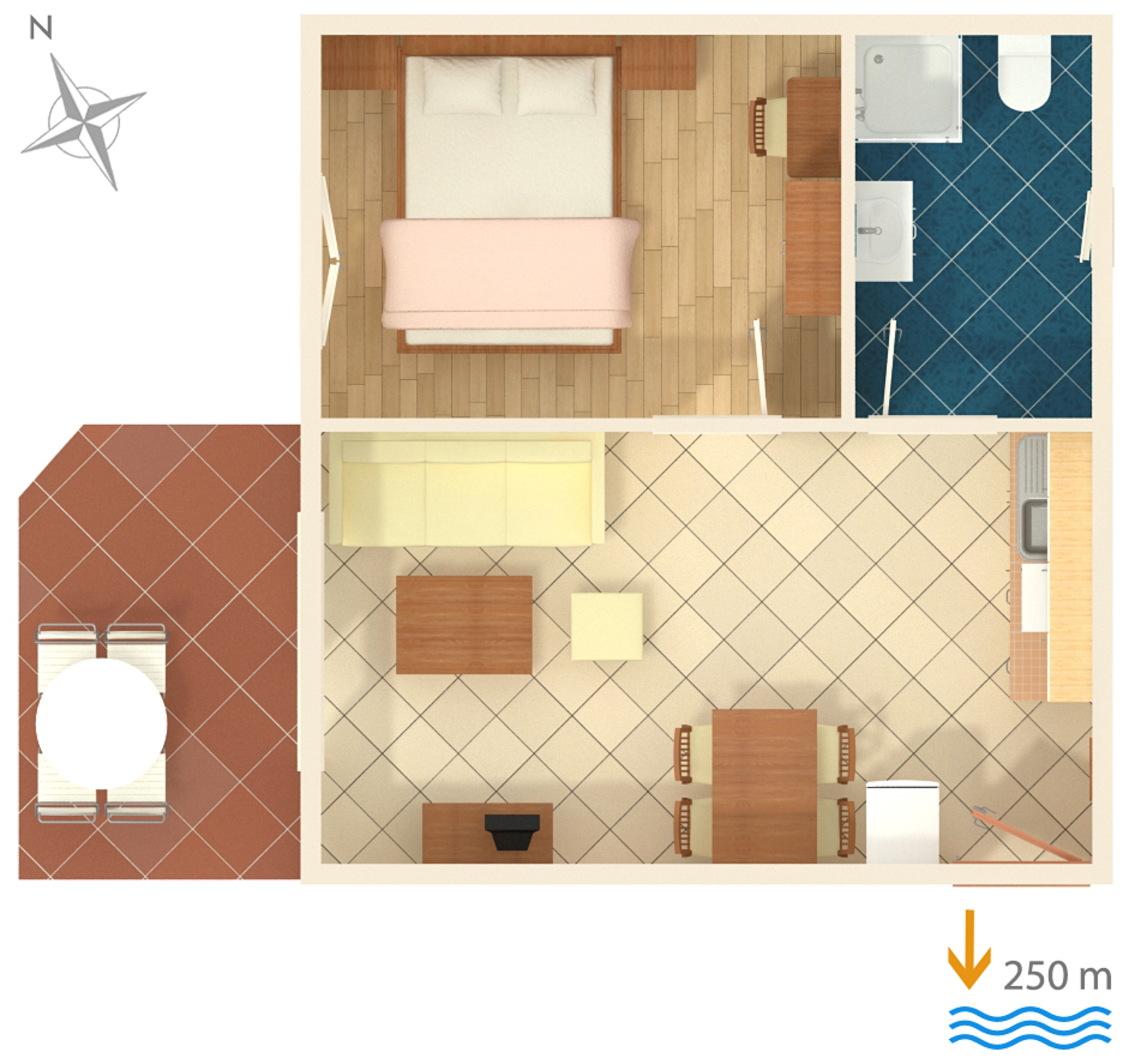One bedroom apartment with terrace Palit, Rab  A-c