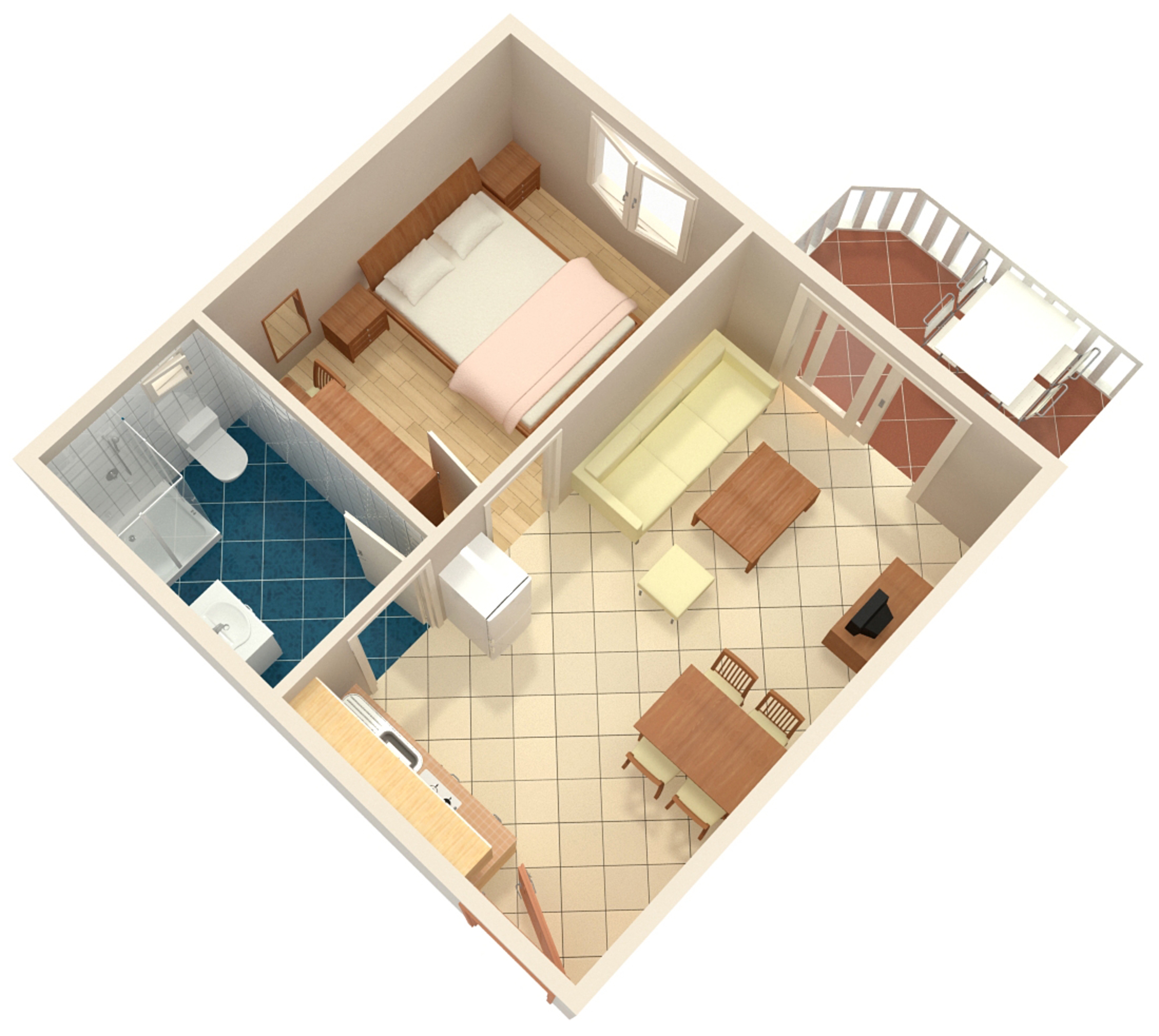 One bedroom apartment with terrace and sea view Palit, Rab  A-d