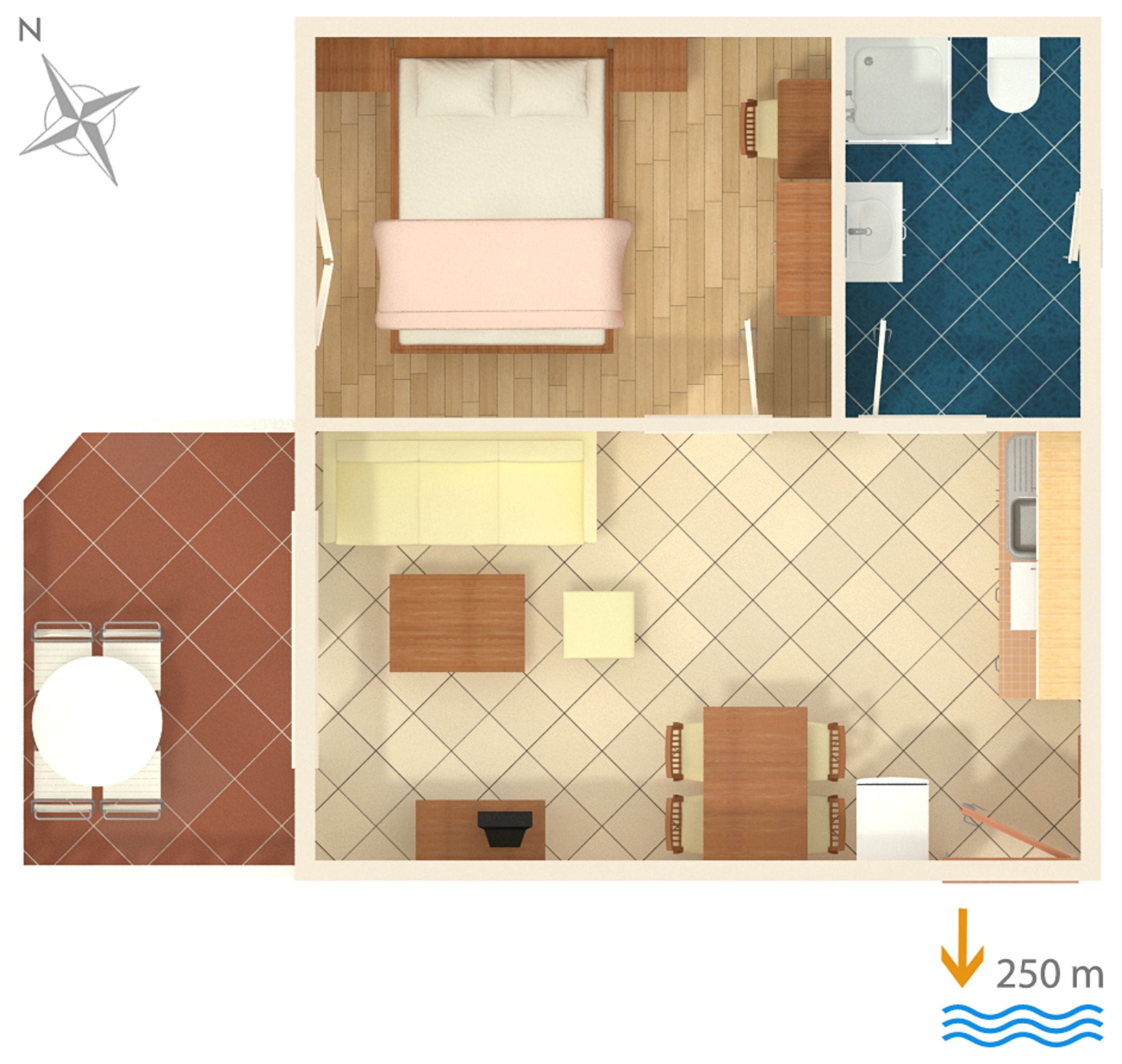 One bedroom apartment with terrace Palit, Rab  A-f
