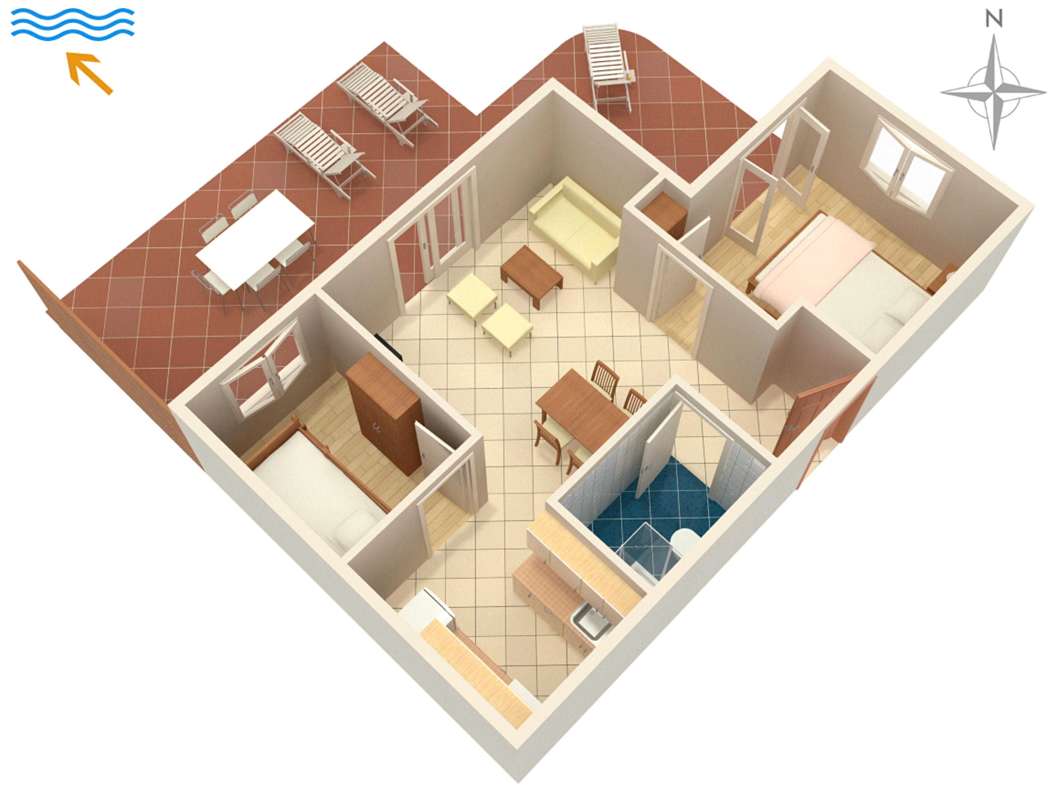 Two bedroom apartment near beach Kampor, Rab  A-b