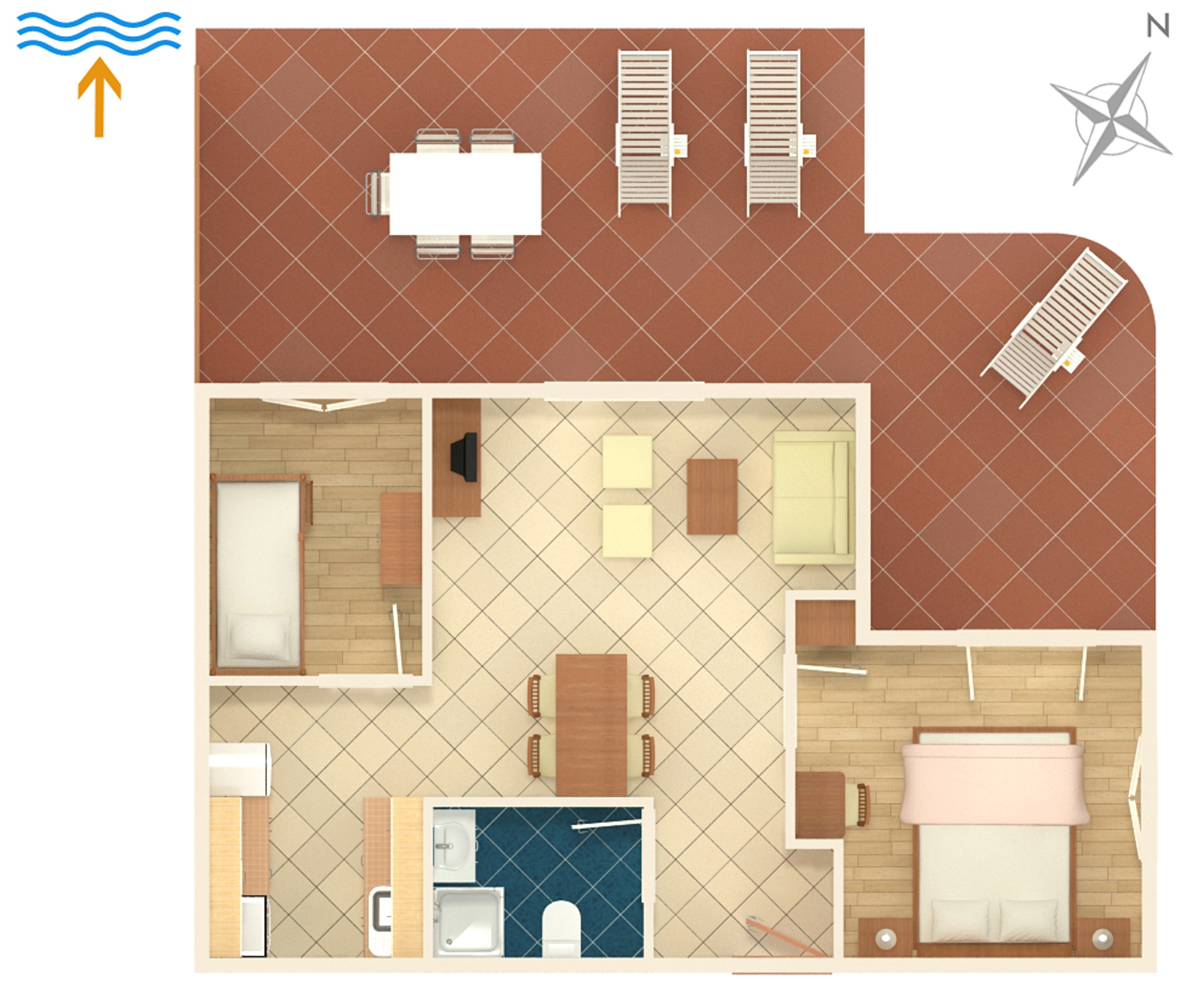 Two bedroom apartment near beach Kampor, Rab  A-b