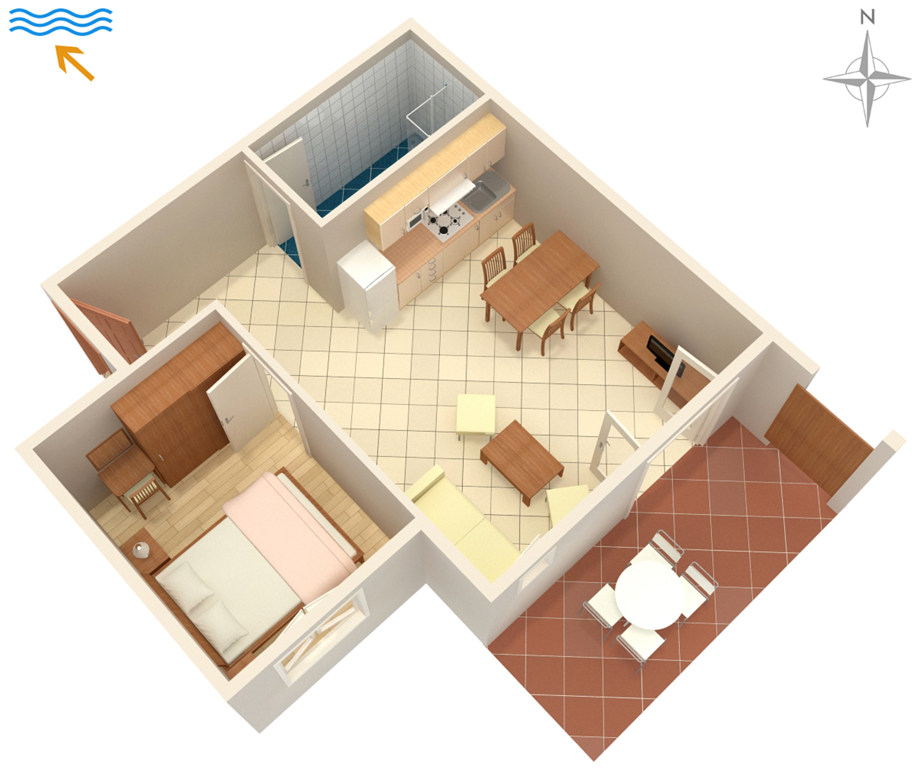 One bedroom apartment near beach Kampor, Rab  A-d