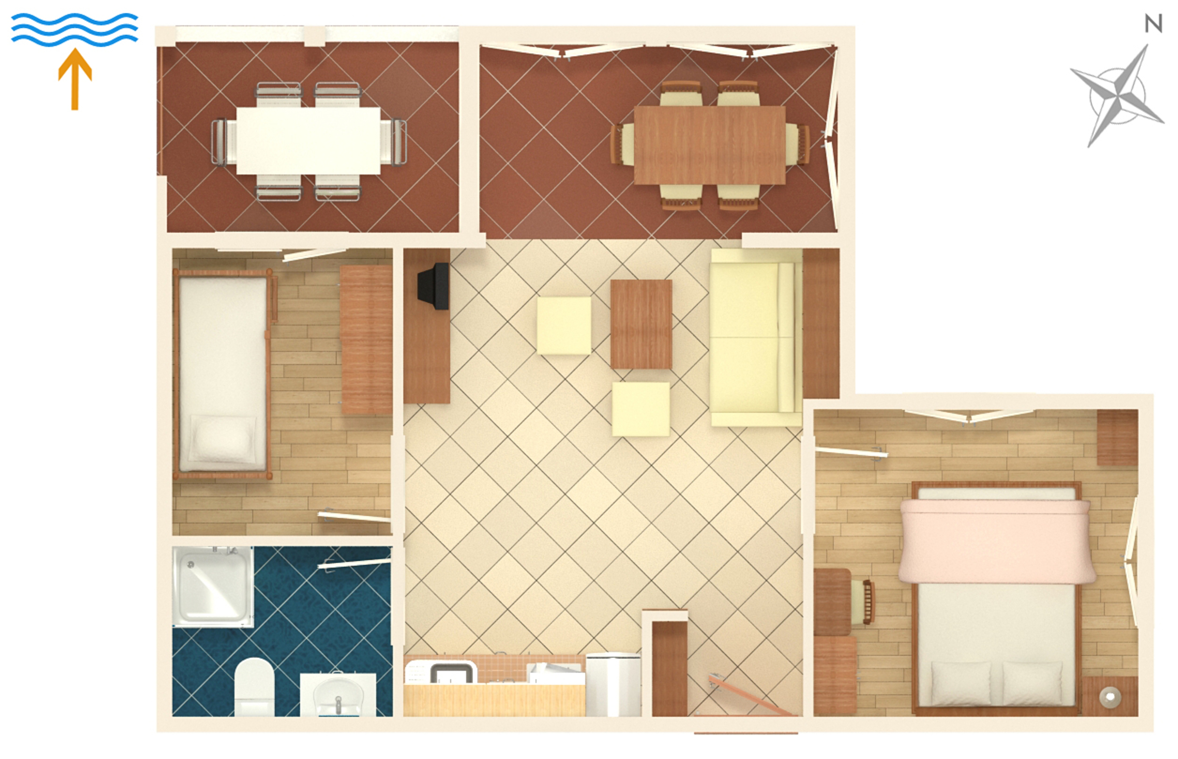 Two bedroom apartment near beach Kampor, Rab  A-e