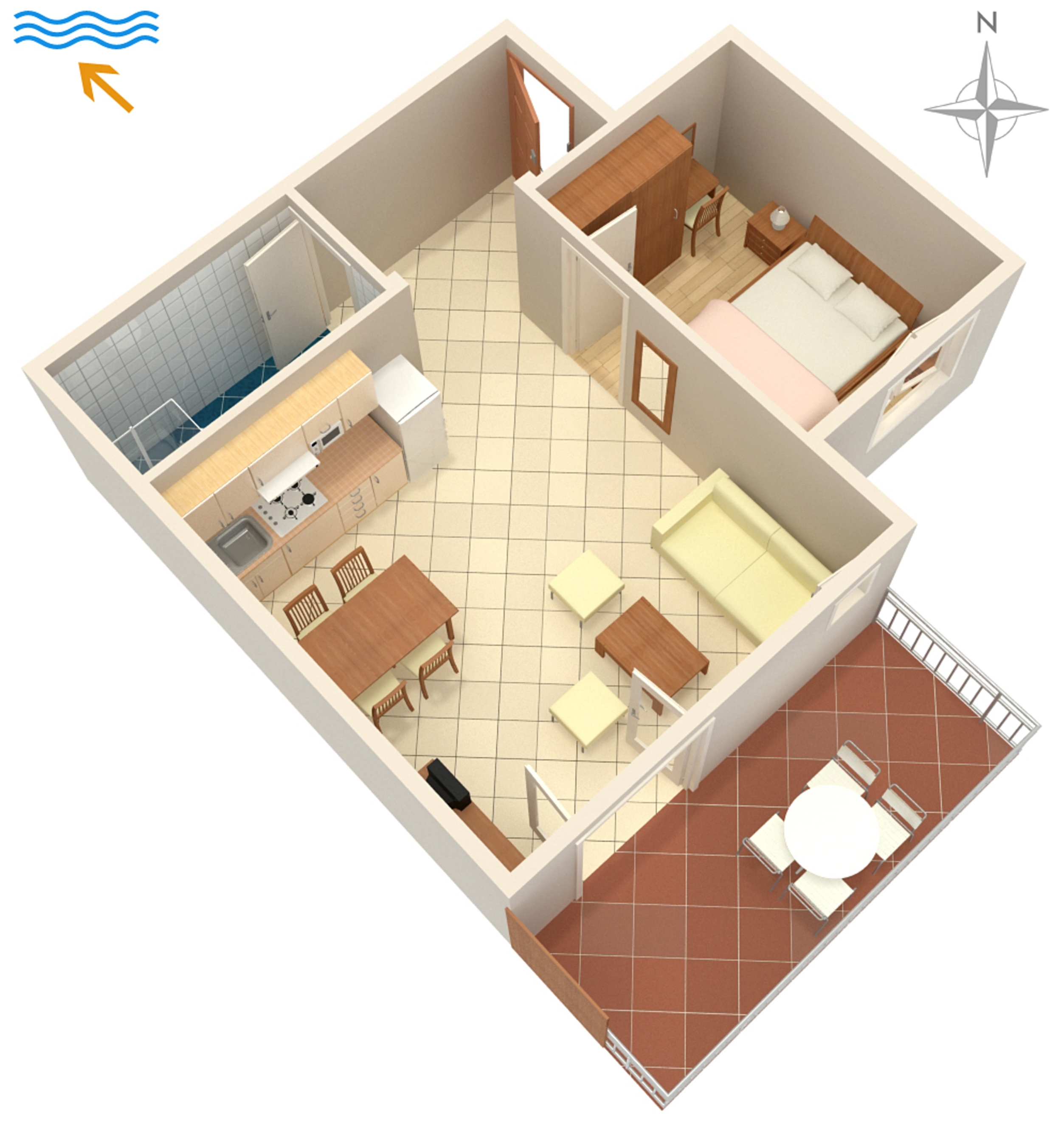 One bedroom apartment near beach Kampor, Rab  A-g