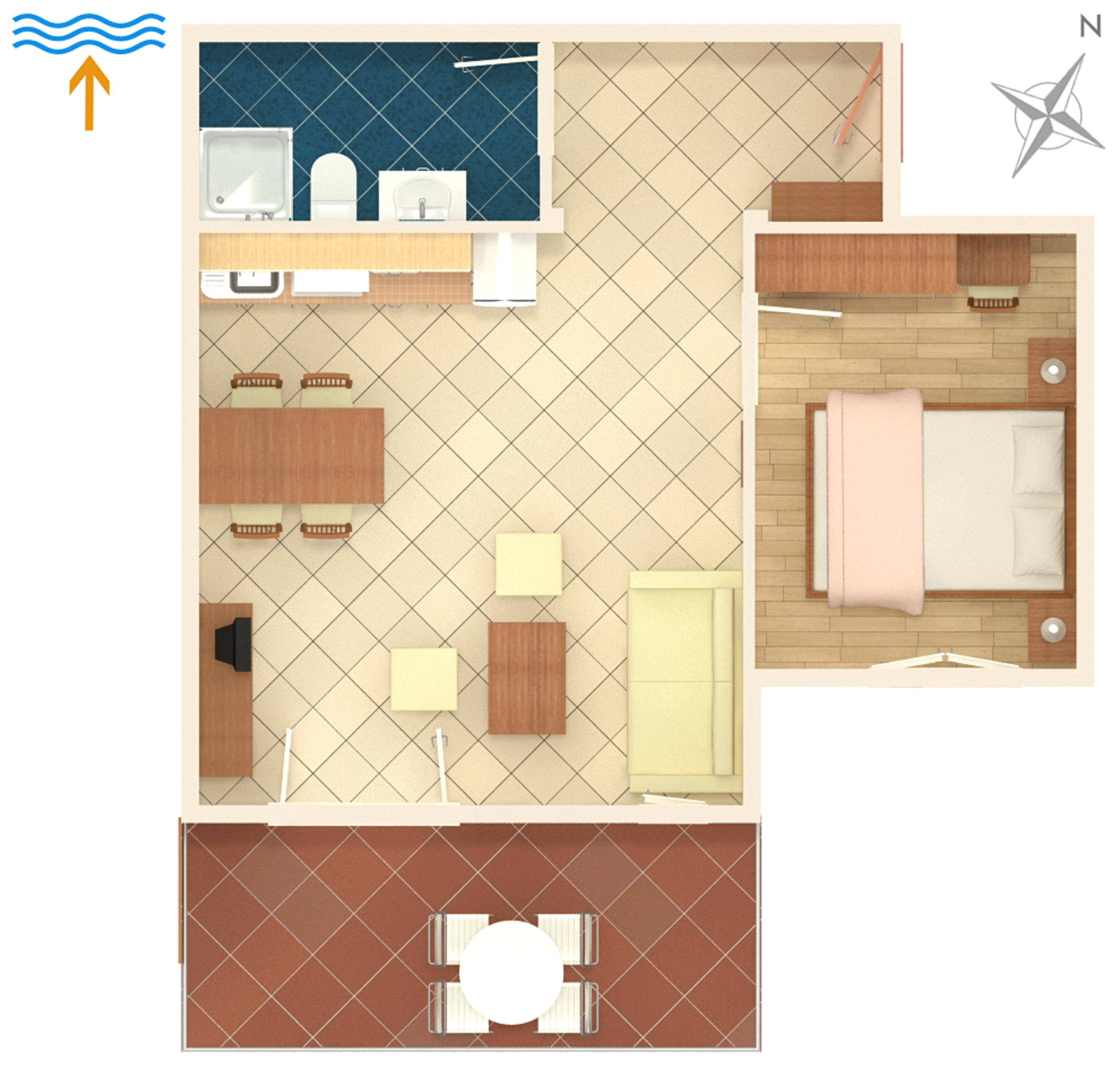 One bedroom apartment near beach Kampor, Rab  A-g