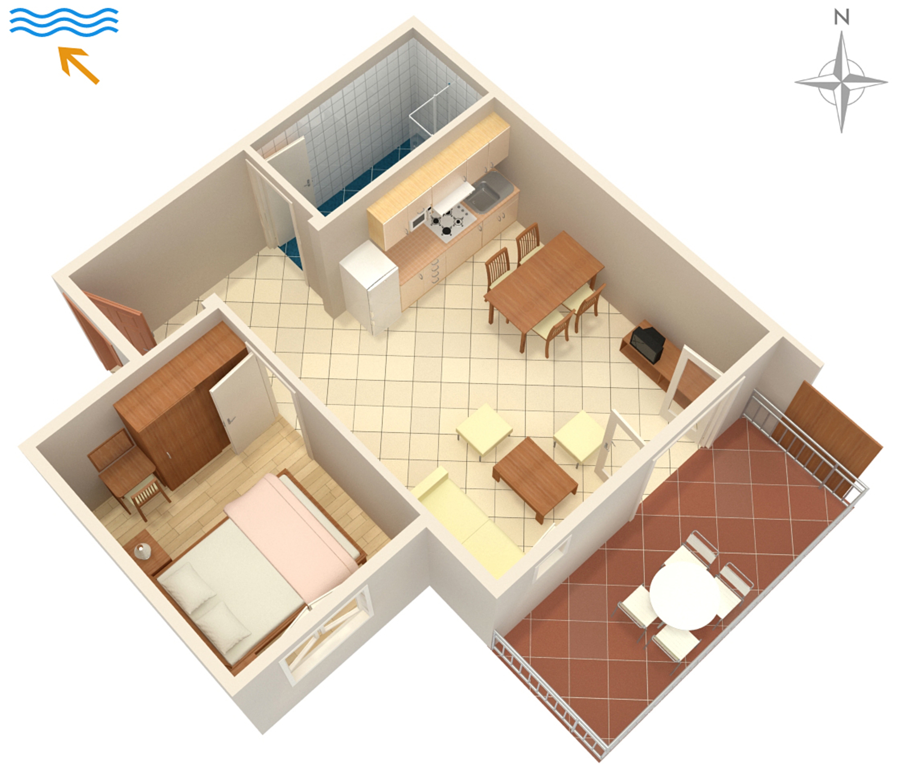 One bedroom apartment near beach Kampor, Rab  A-h