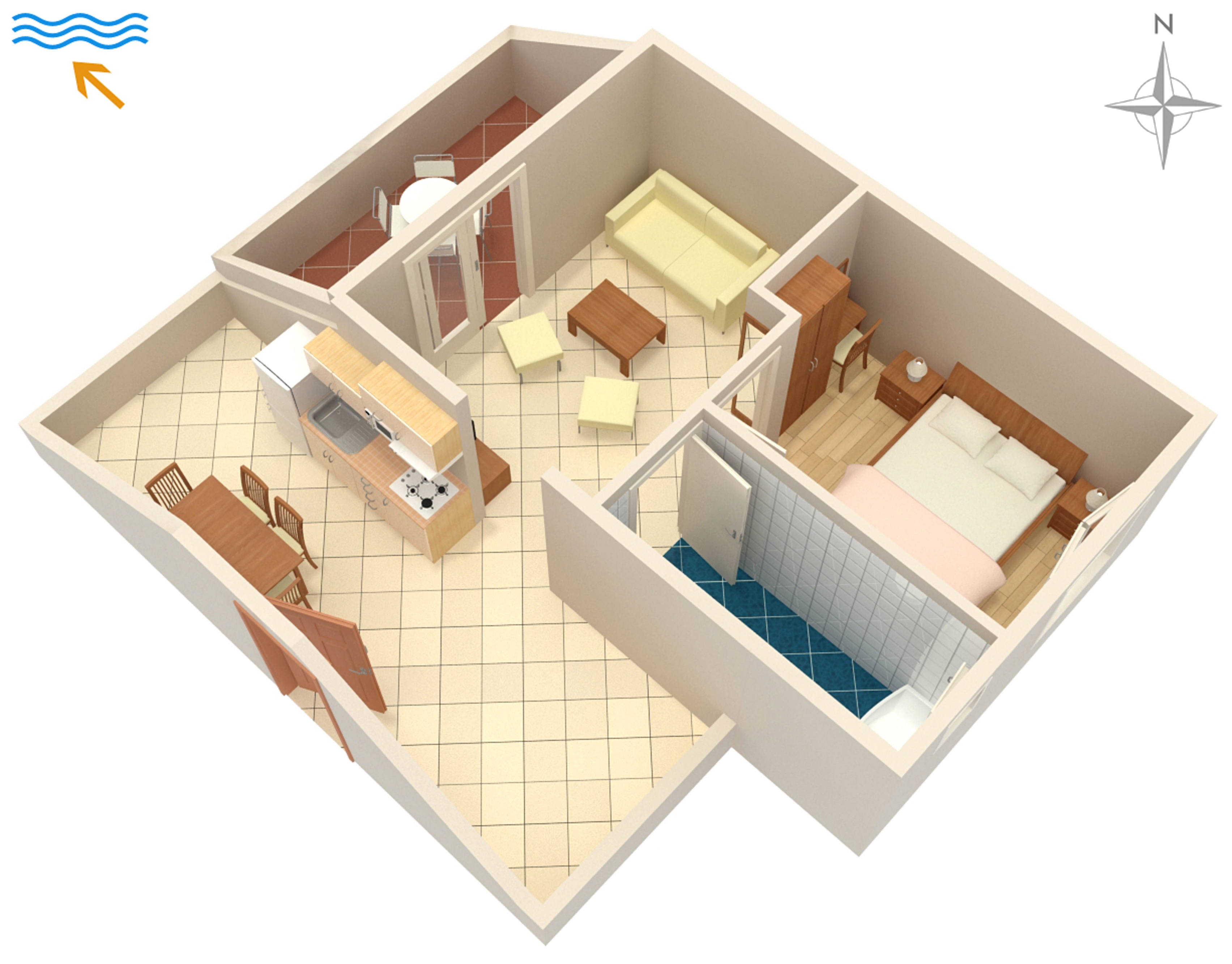 One bedroom apartment near beach Kampor, Rab  A-j