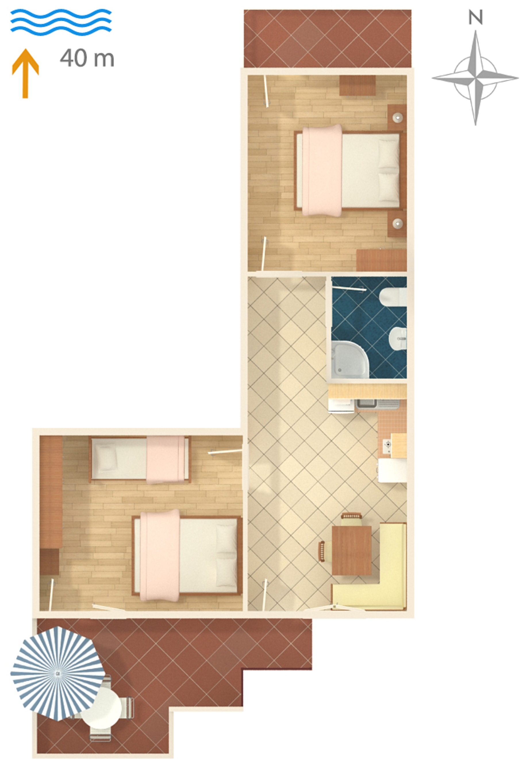 Two bedroom apartment near beach Neviđane, Pašman  A-a