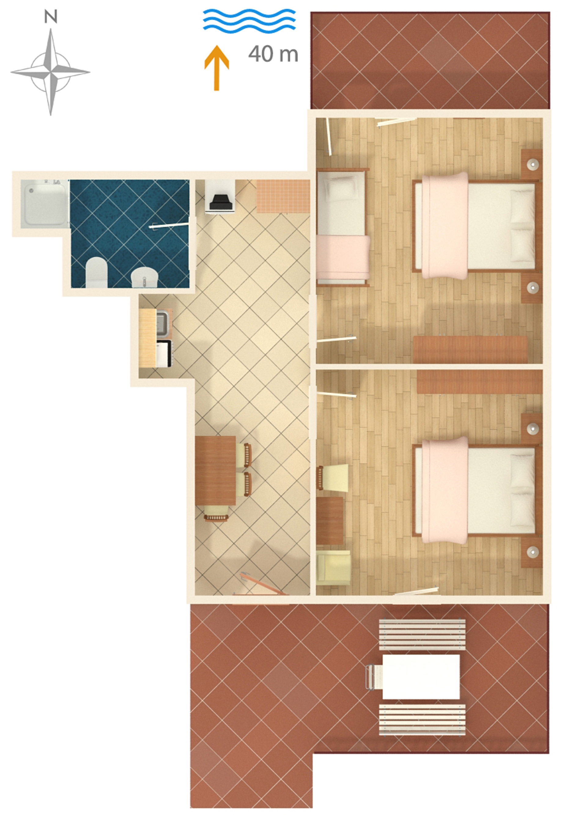 Two bedroom apartment near beach Neviđane, Pašman  A-b