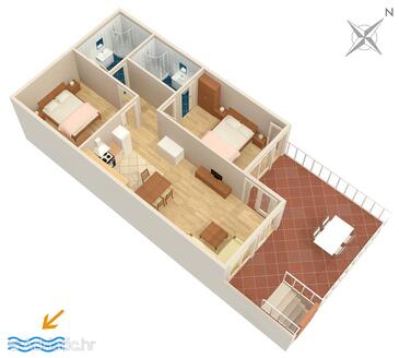 Plan Omiš, Plan in the apartment, dopusteni kucni ljubimci i WIFI.