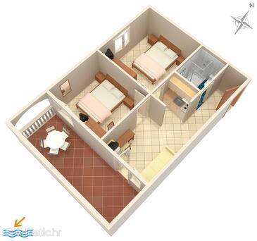 Plan Petrčane, Plan in the apartment, dopusteni kucni ljubimci i WIFI.