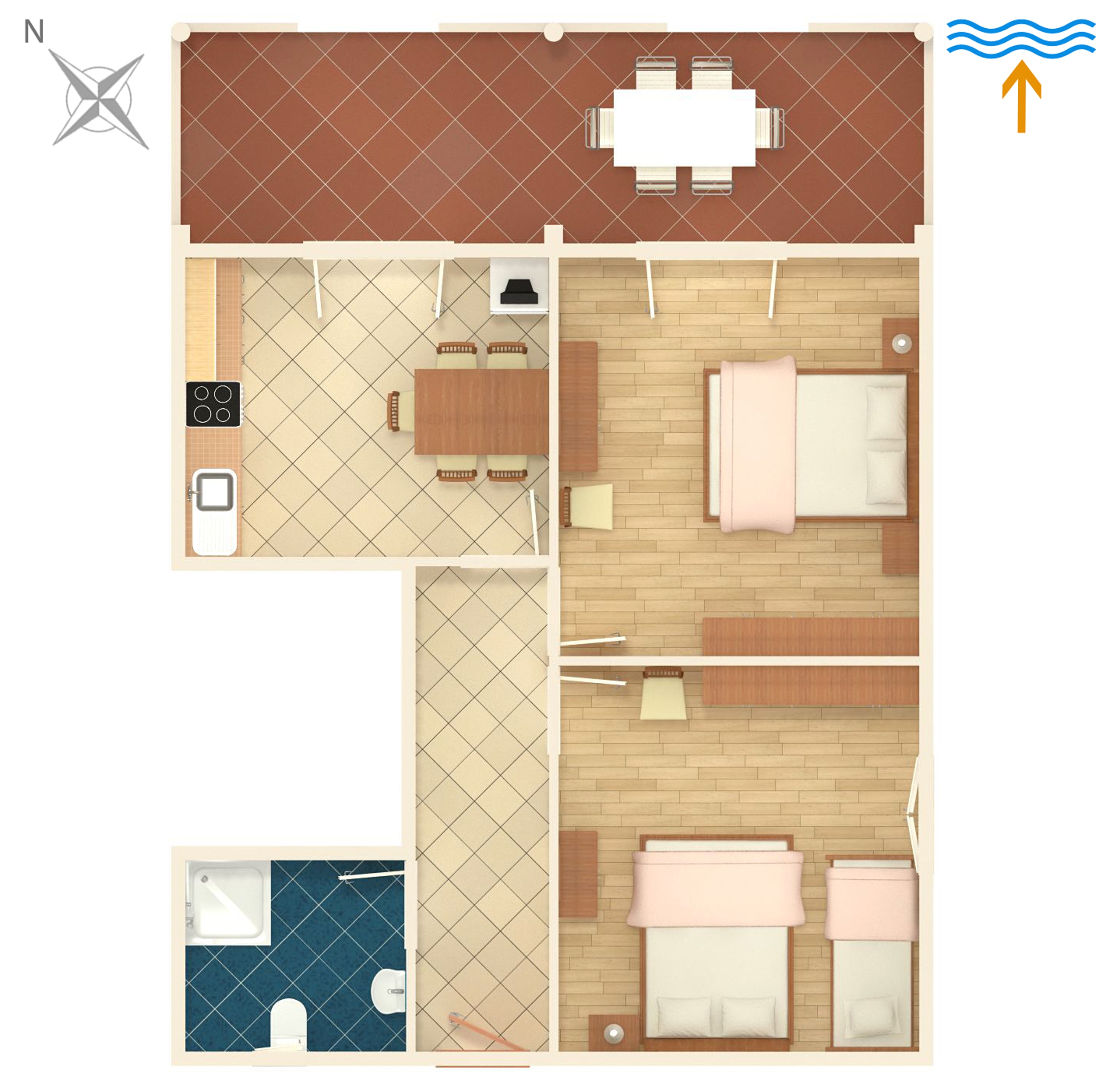 Two bedroom apartment with terrace and sea view Kraj, Pašman  A-a