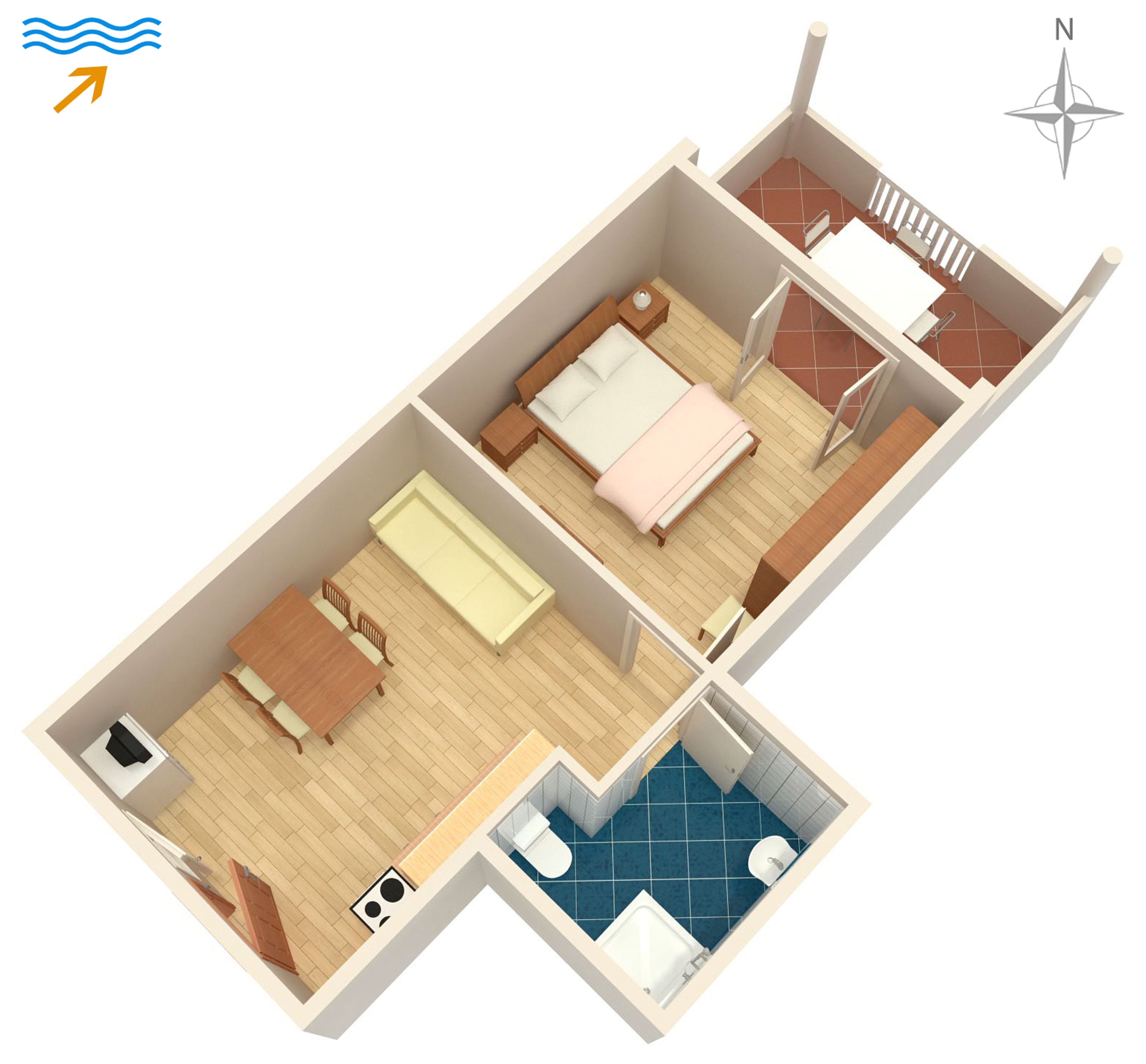 One bedroom apartment with terrace and sea view Kraj, Pašman  A-b