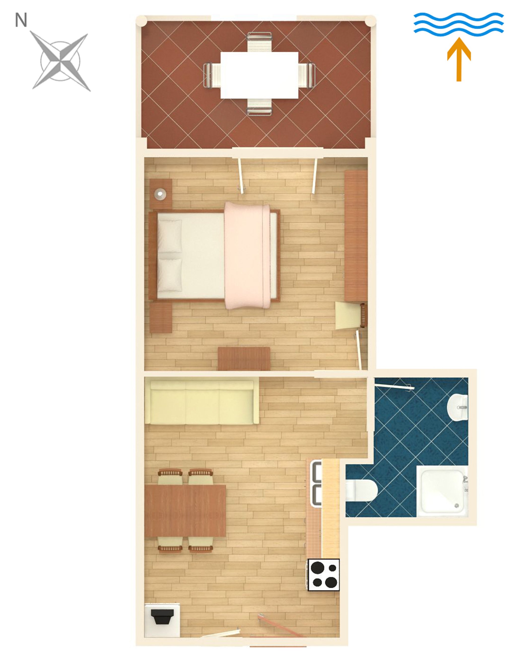 One bedroom apartment with terrace and sea view Kraj, Pašman  A-b
