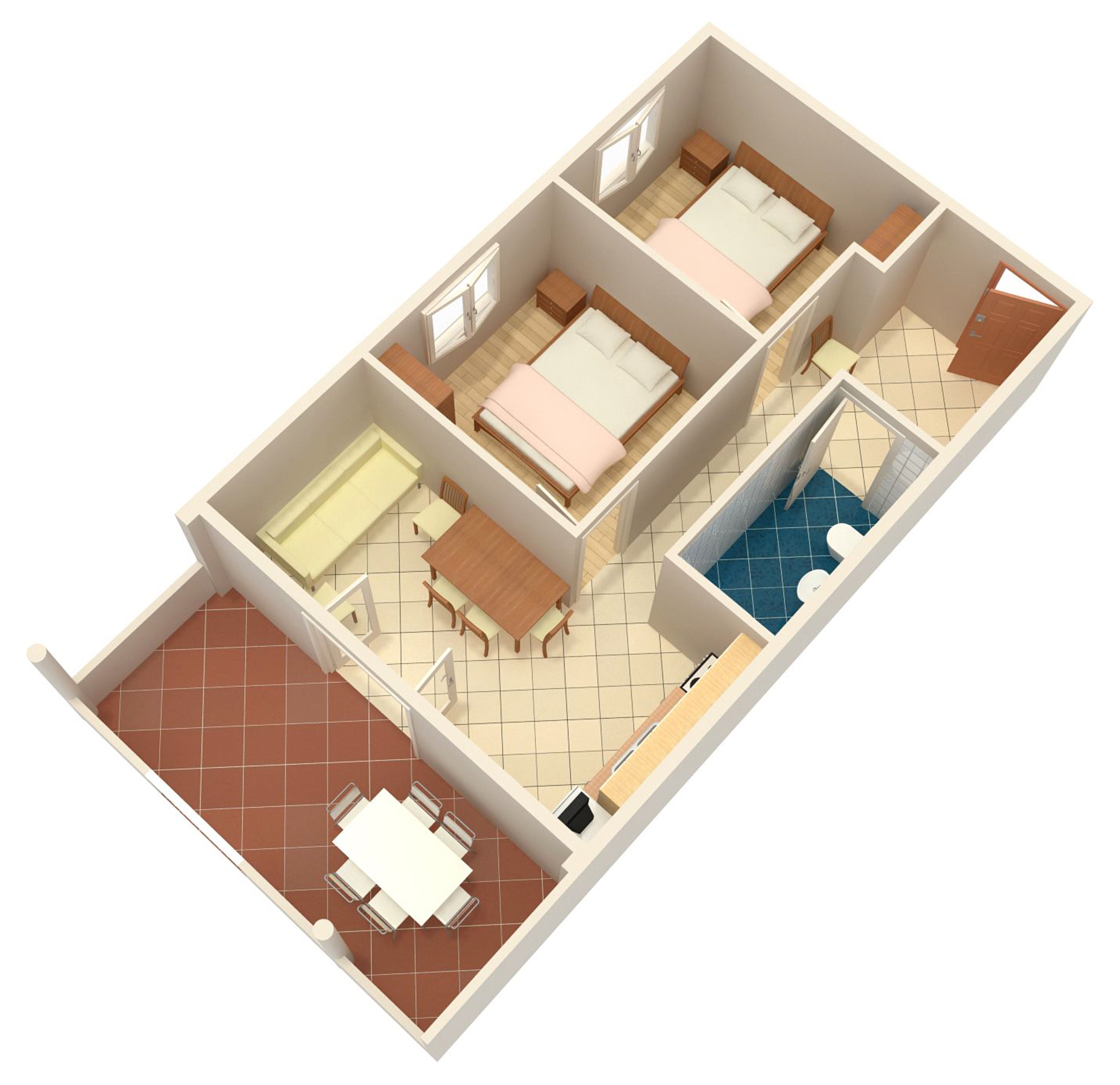 Two bedroom apartment with terrace and sea view Kraj, Pašman  A-c