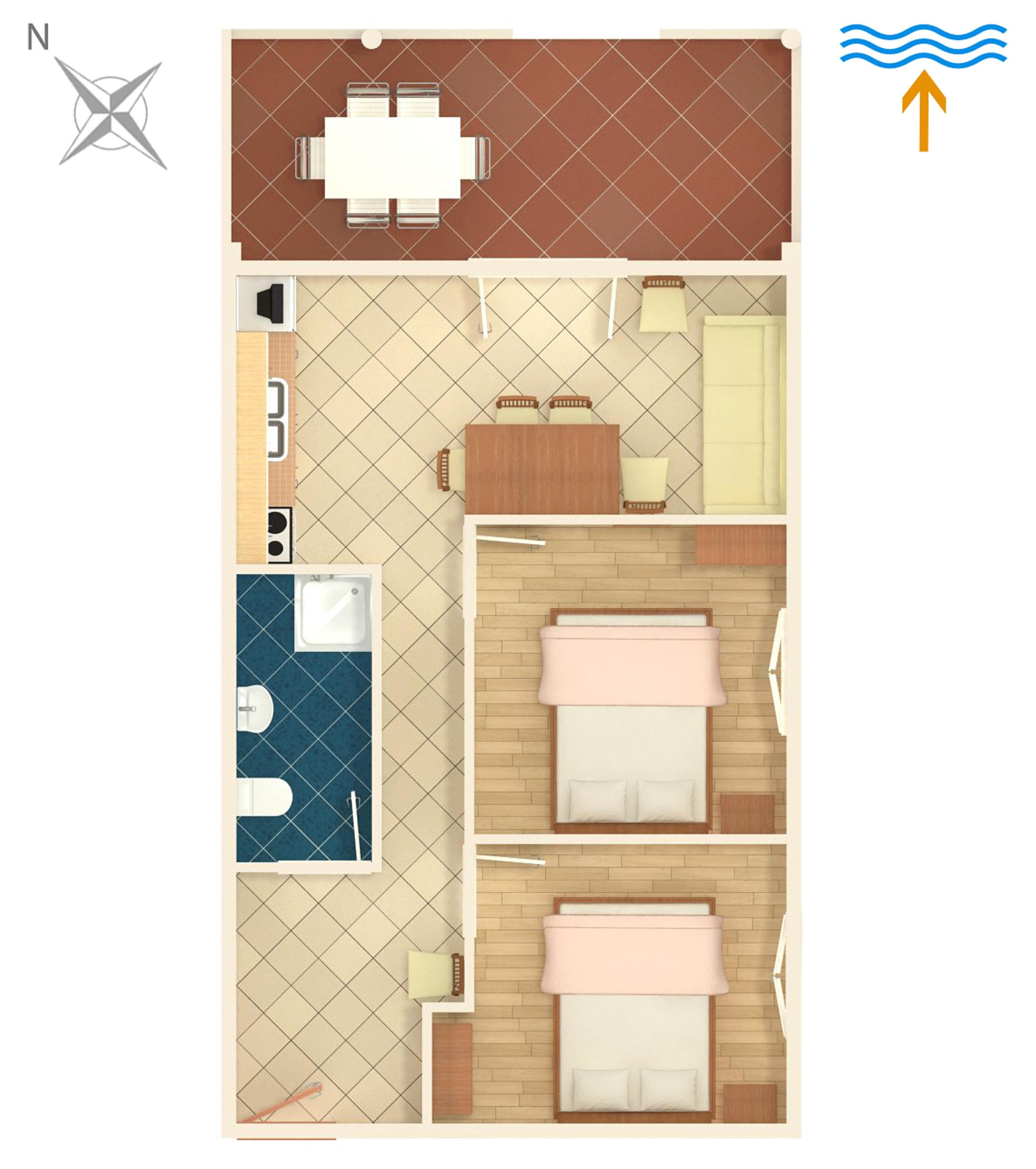 Two bedroom apartment with terrace and sea view Kraj, Pašman  A-c