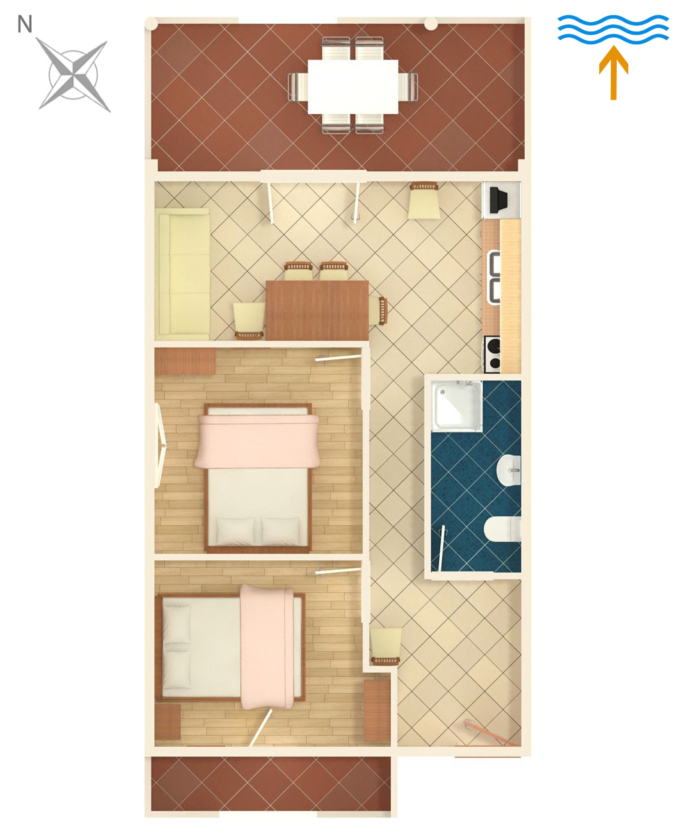 Two bedroom apartment with terrace and sea view Kraj, Pašman  A-d