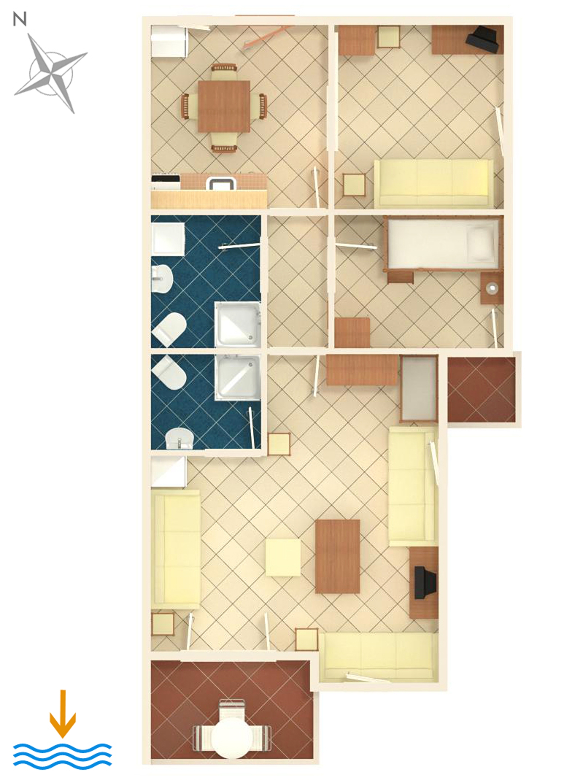 Two bedroom apartment with terrace and sea view Košljun, Pag  A-a
