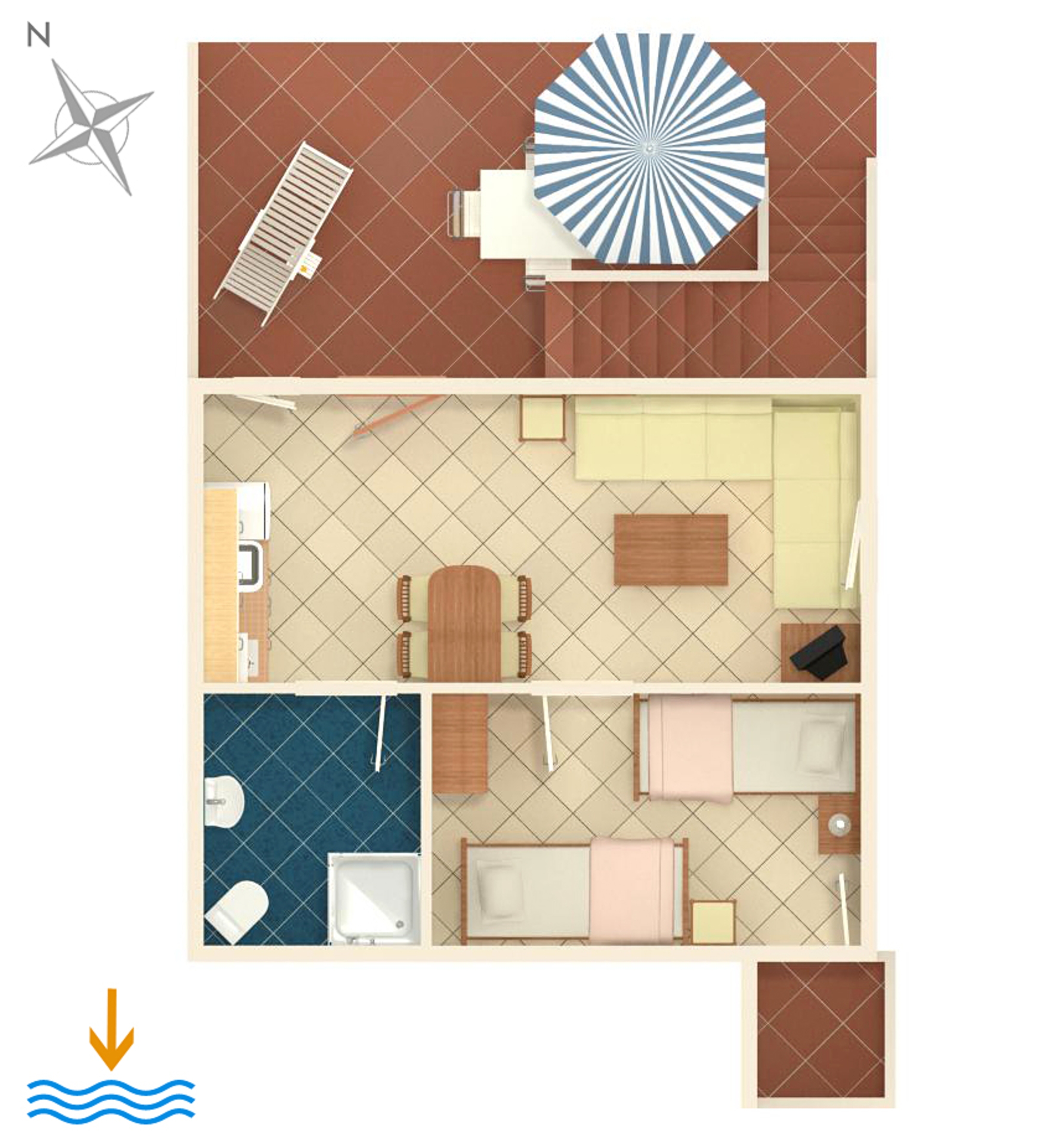 One bedroom apartment with terrace Košljun, Pag  A-c