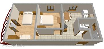 Kraj, plattegrond in the apartment, (pet friendly) en WiFi.