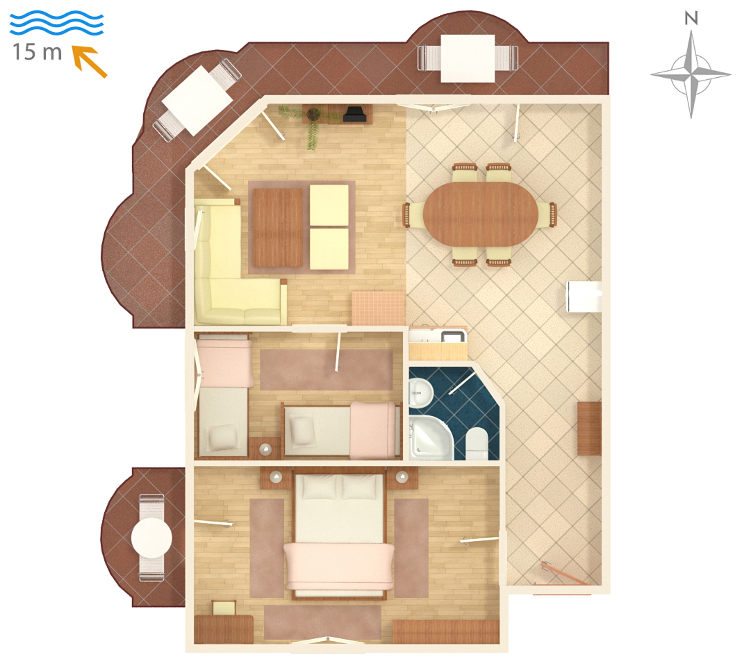 Two bedroom apartment near beach Kraj, Pašman  A-b