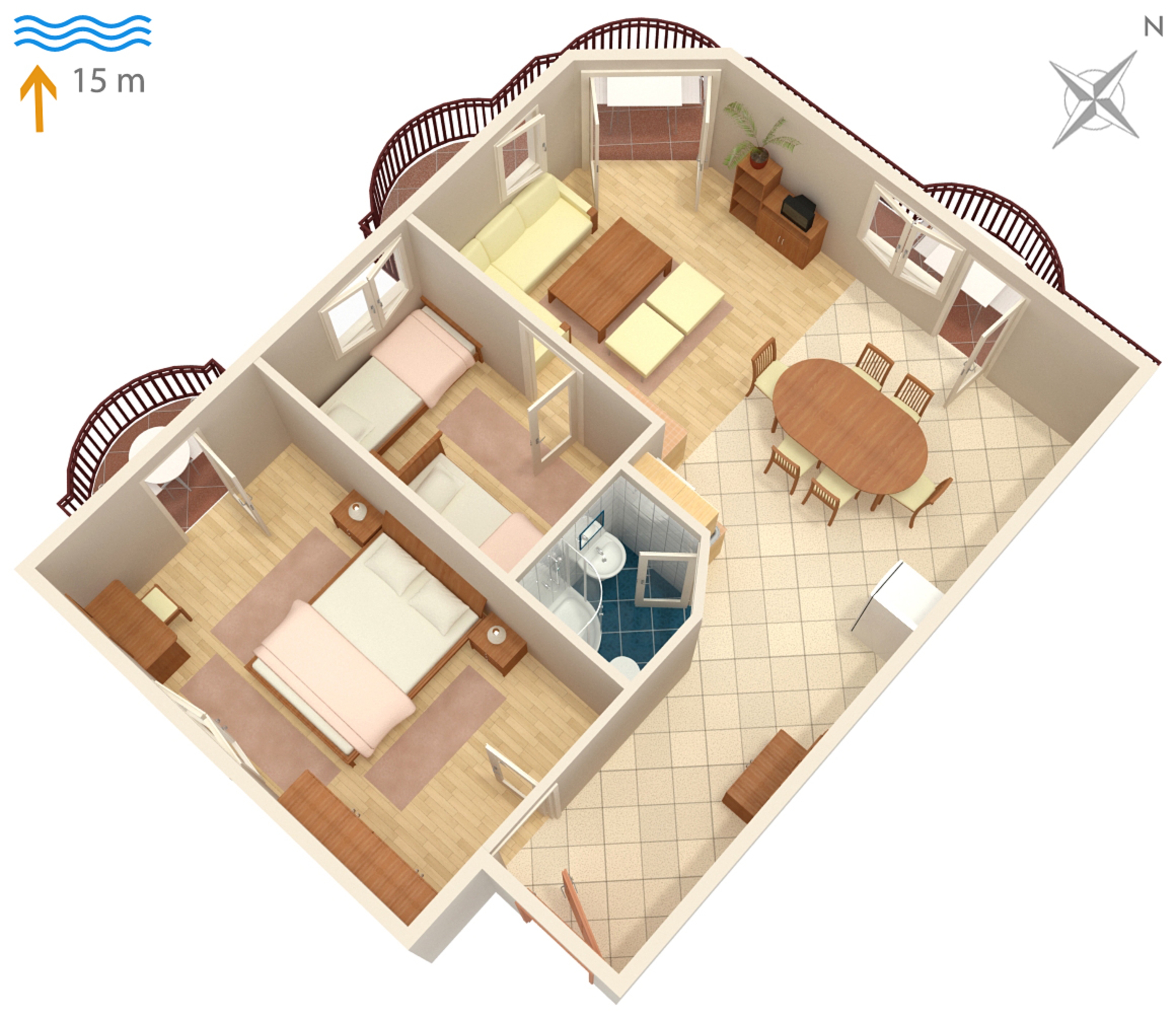 Two bedroom apartment near beach Kraj, Pašman  A-d