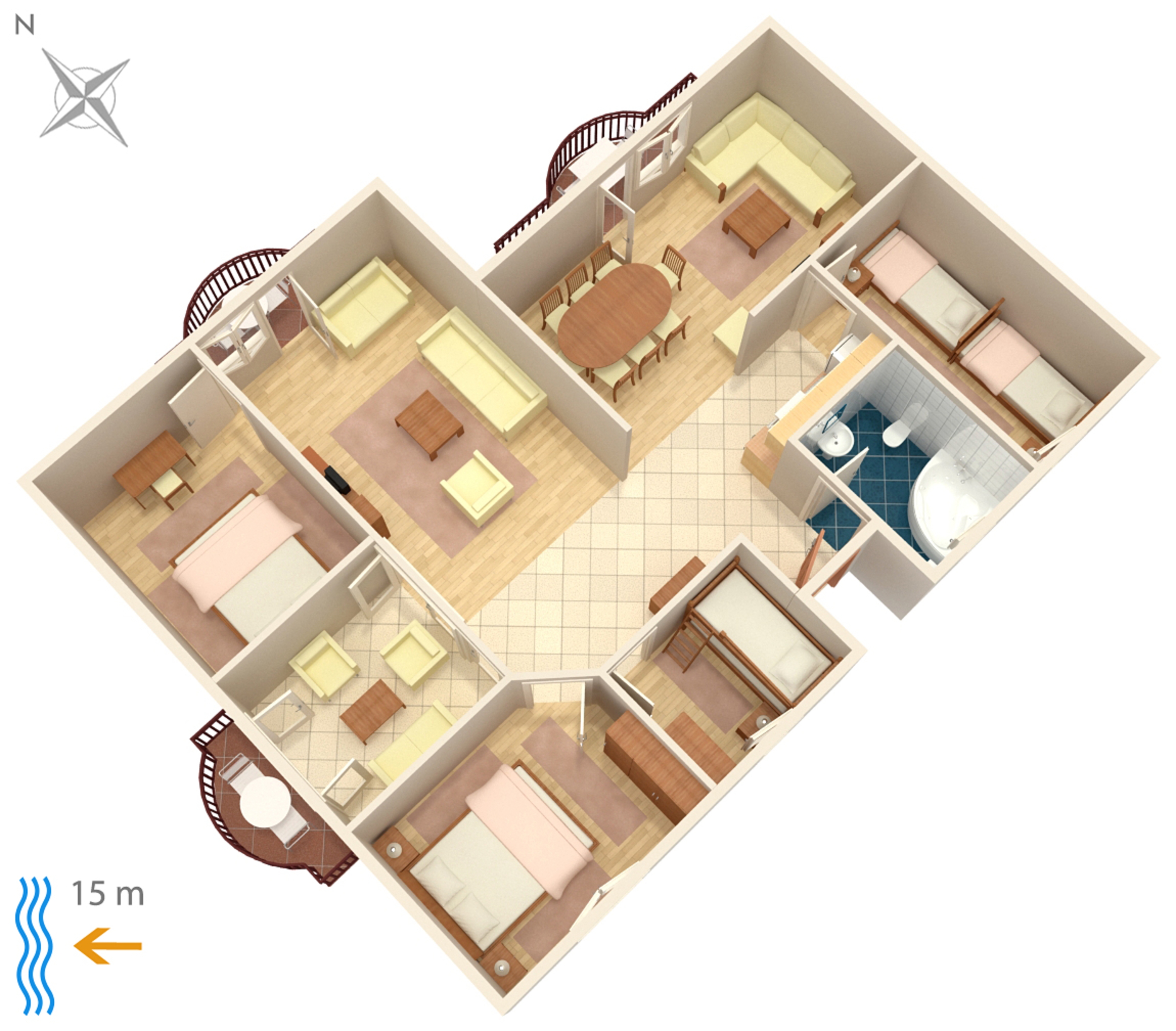 Four bedroom apartment near beach Kraj, Pašman  A-f
