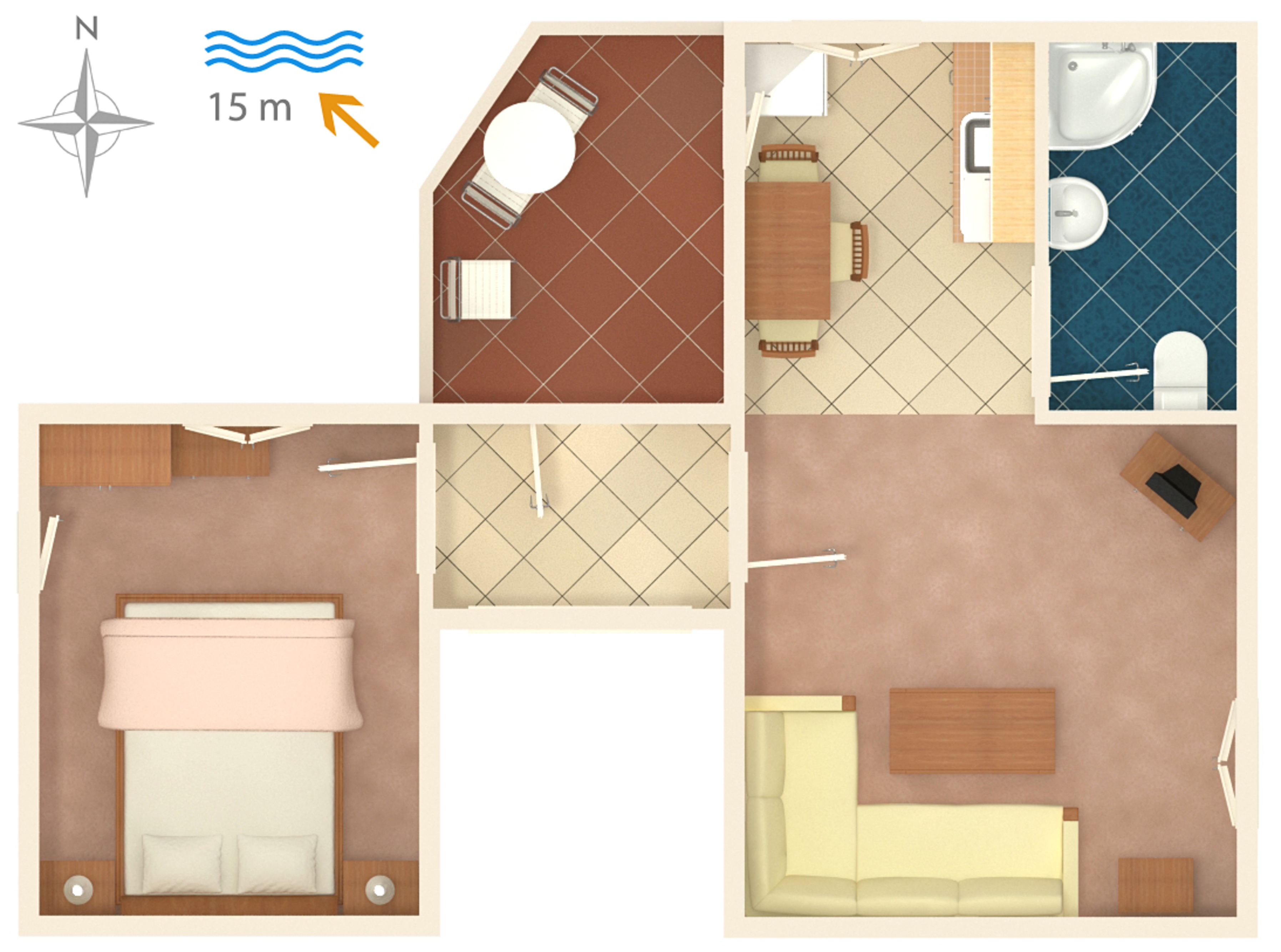 One bedroom apartment near beach Kraj, Pašman  A-g