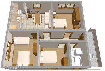 Tkon, Půdorys v ubytování typu apartment, WiFi.
