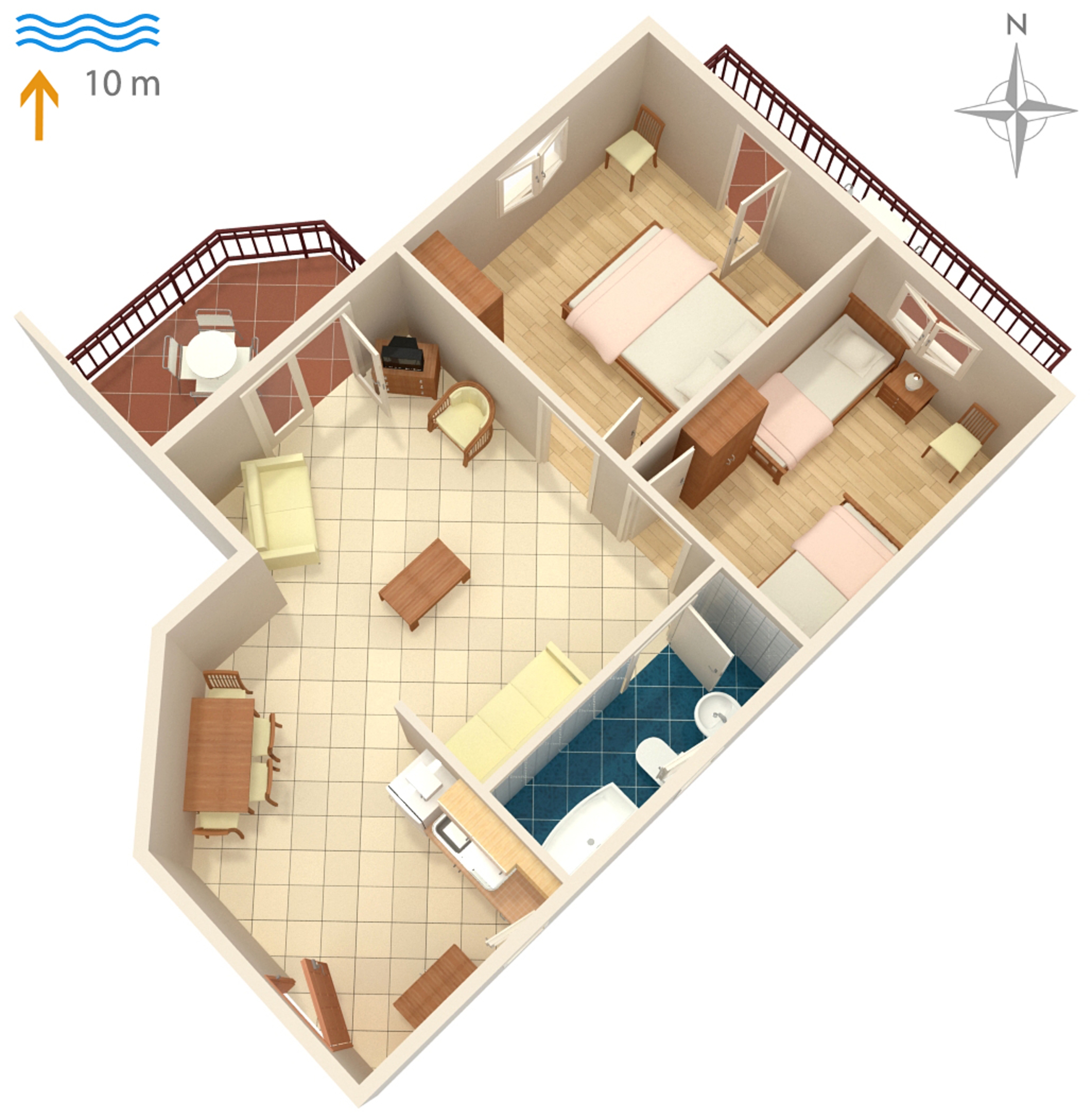 Two bedroom apartment near beach Kraj, Pašman  A-b