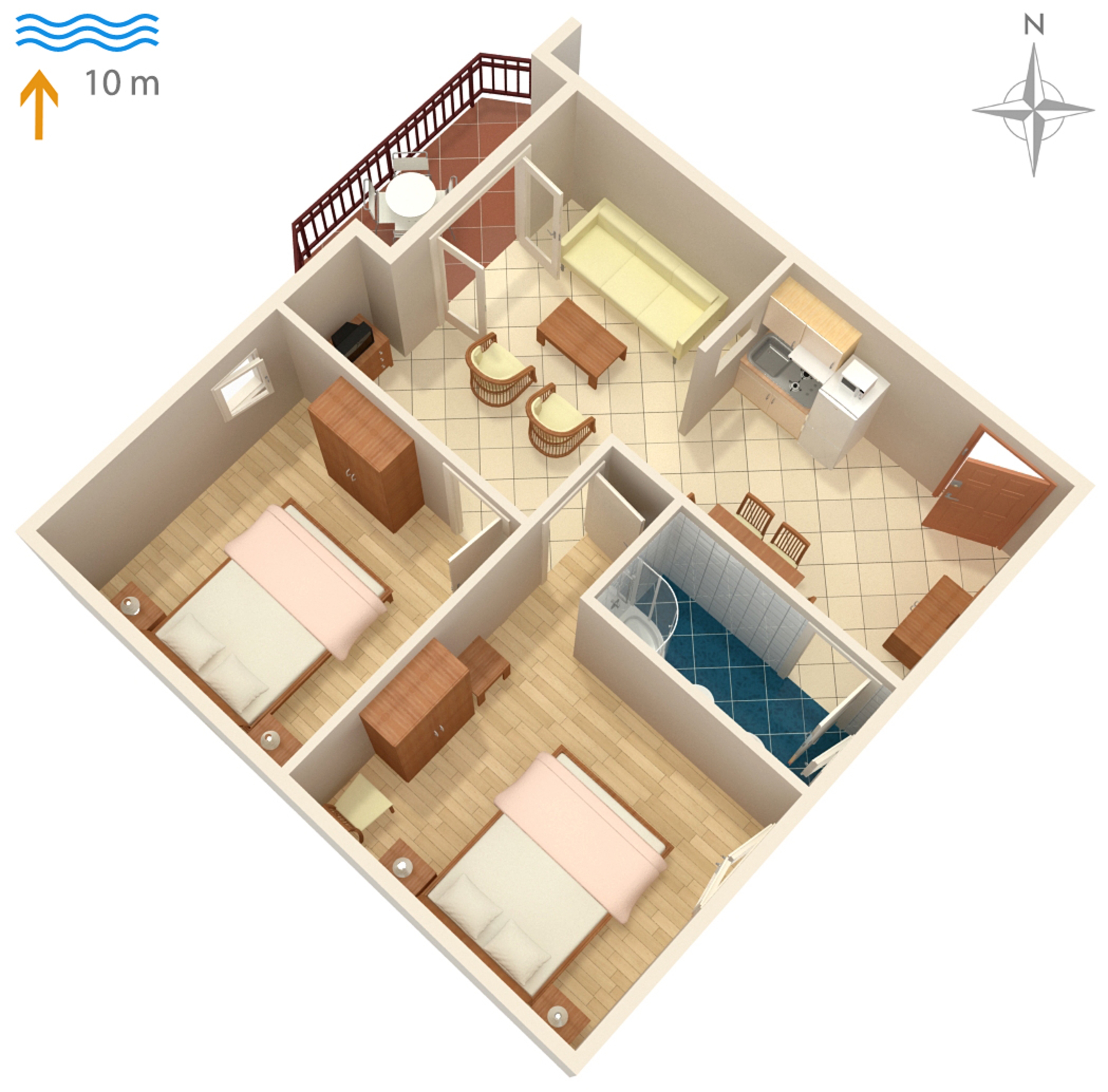 Two bedroom apartment near beach Kraj, Pašman  A-c