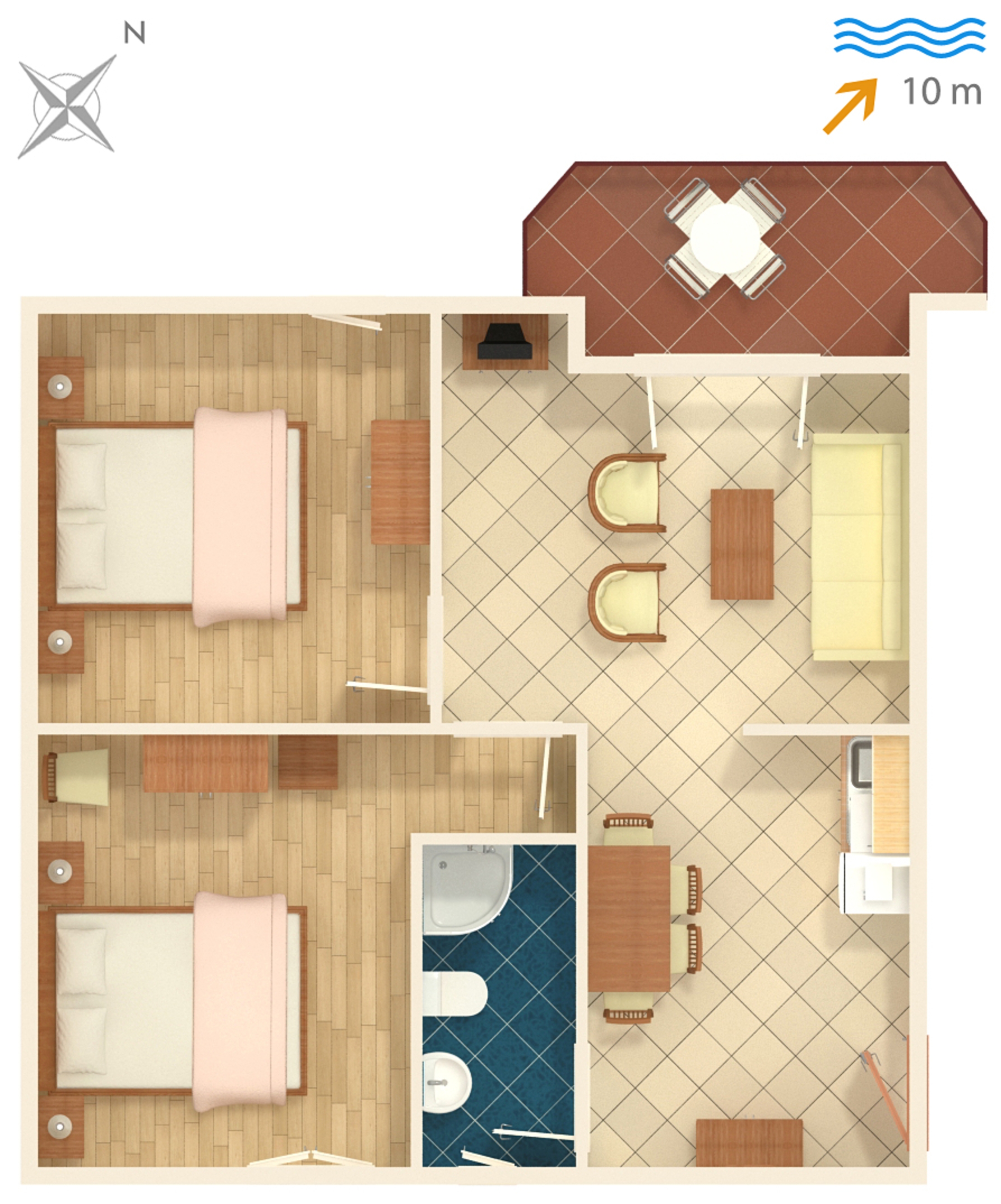 Two bedroom apartment near beach Kraj, Pašman  A-c