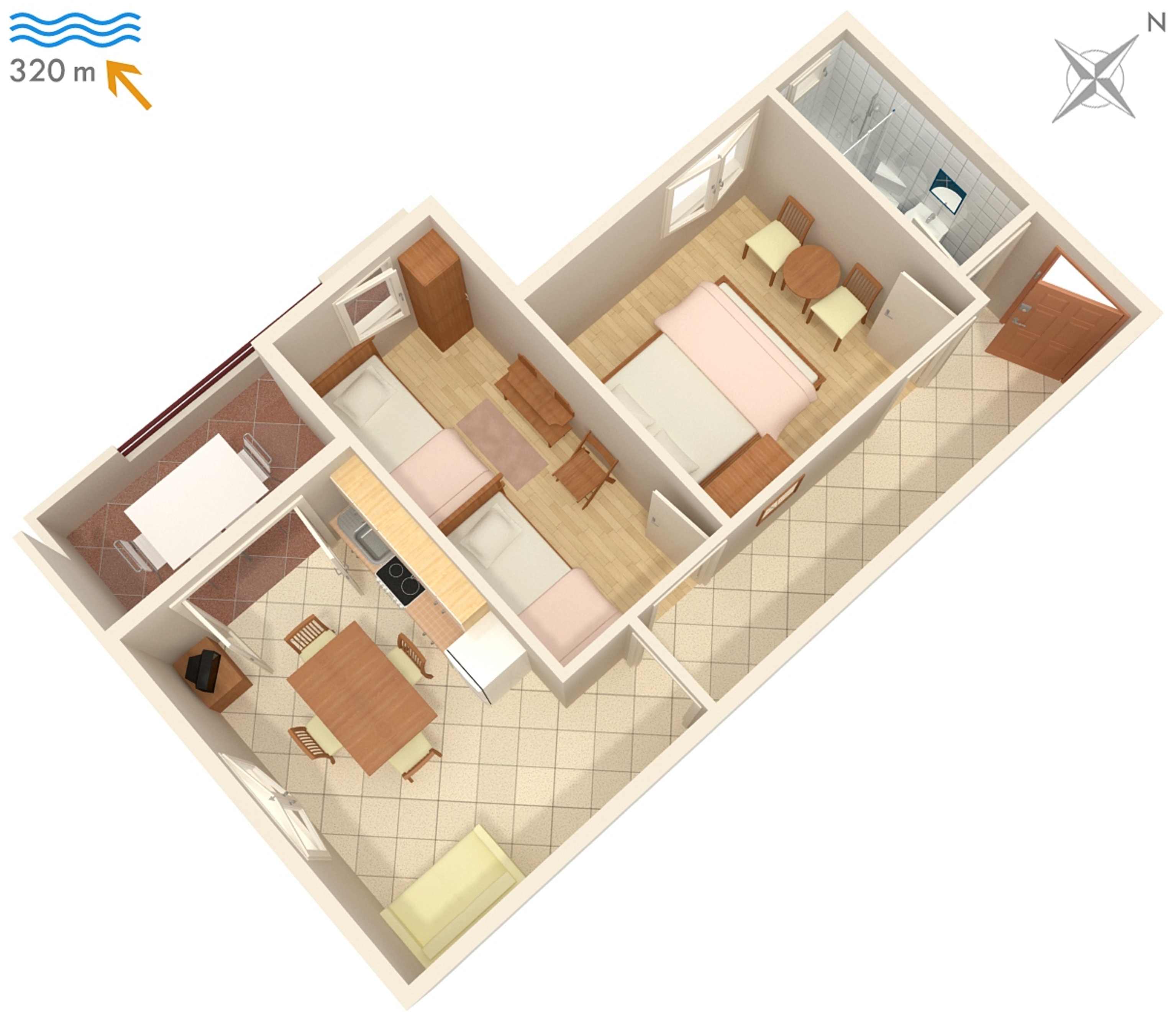 Two bedroom apartment with terrace and sea view Stari Grad, Hvar  A-a