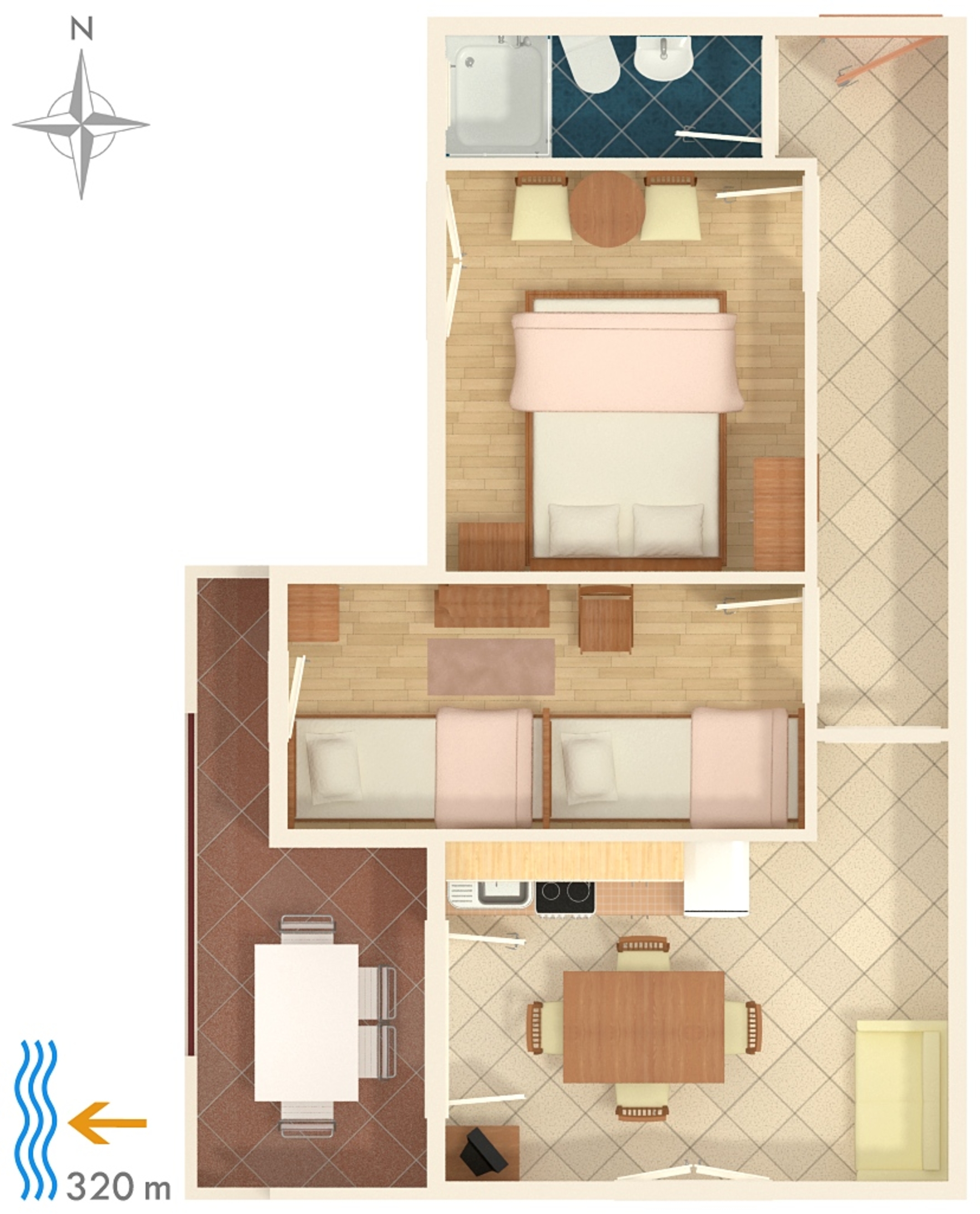 Two bedroom apartment with terrace and sea view Stari Grad, Hvar  A-a